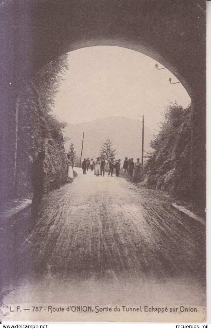 Route D'Onion Sortie Du Tunnel Echappe Sur Onion Carte Postale Animee 1913 - Bonneville