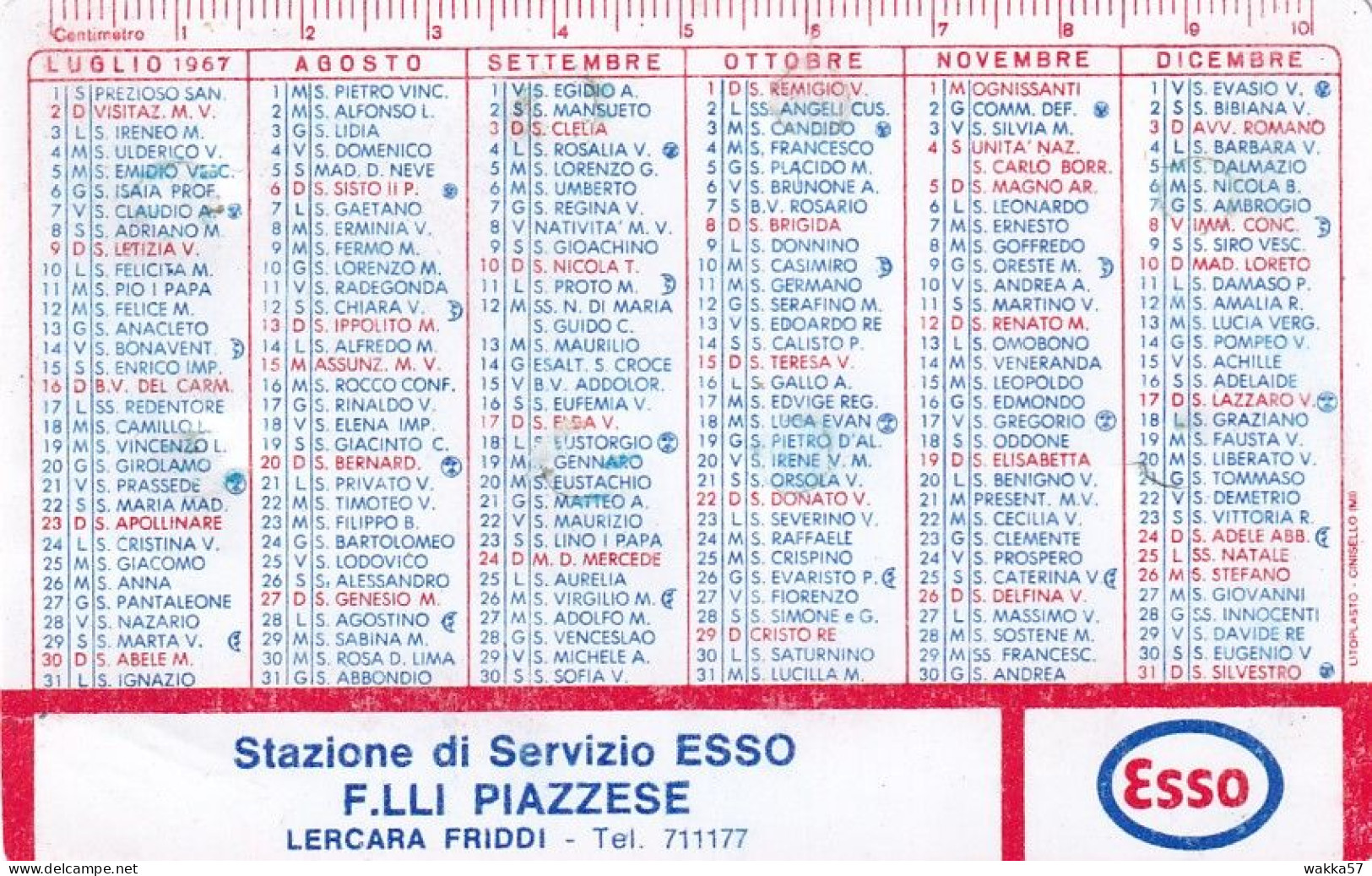 XK 670 Calendarietto Tascabile 1967 Esso Benzina - Petit Format : 1961-70