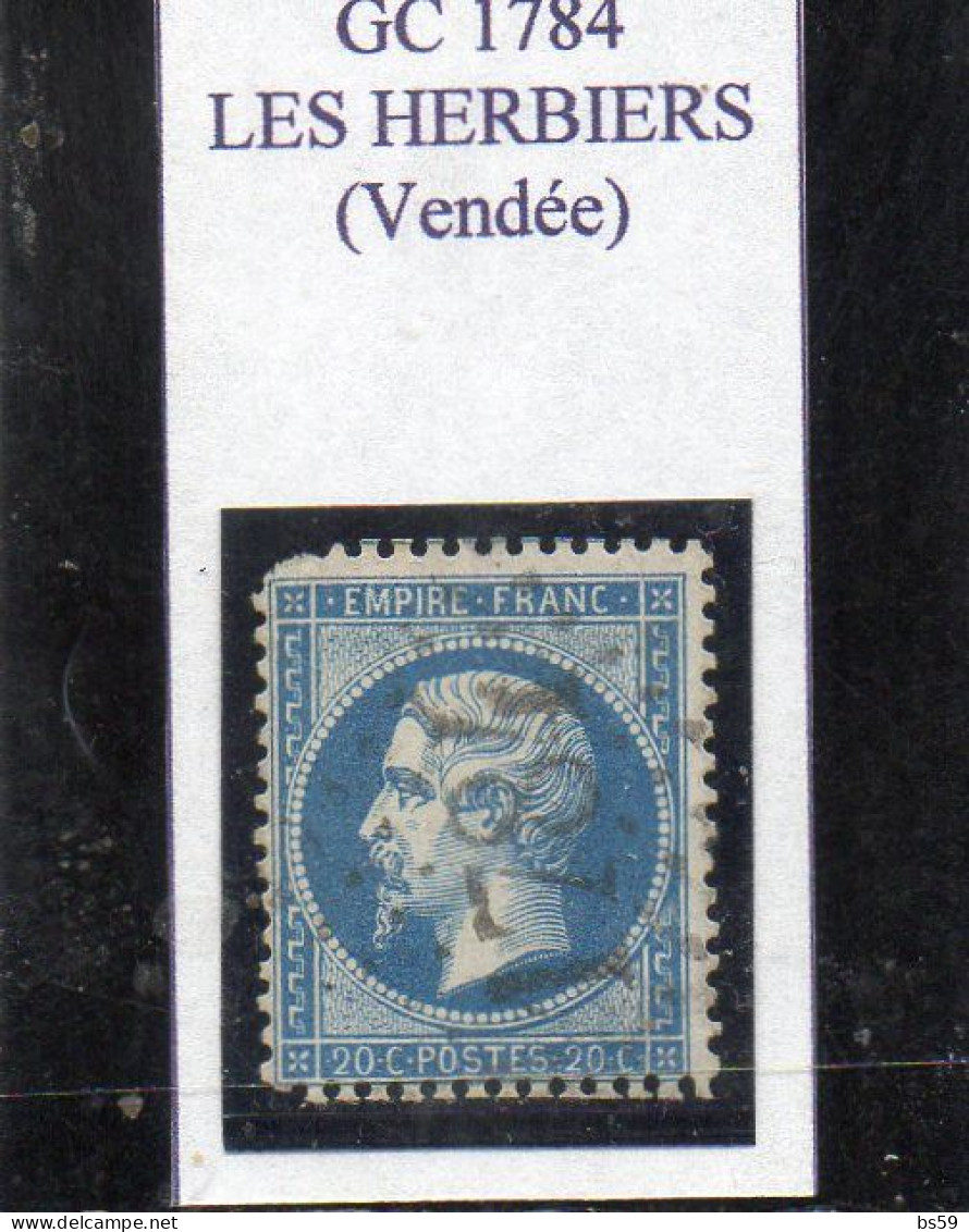 Vendée - N° 22 (ld) Obl GC 1784 Les Herbiers - 1862 Napoléon III