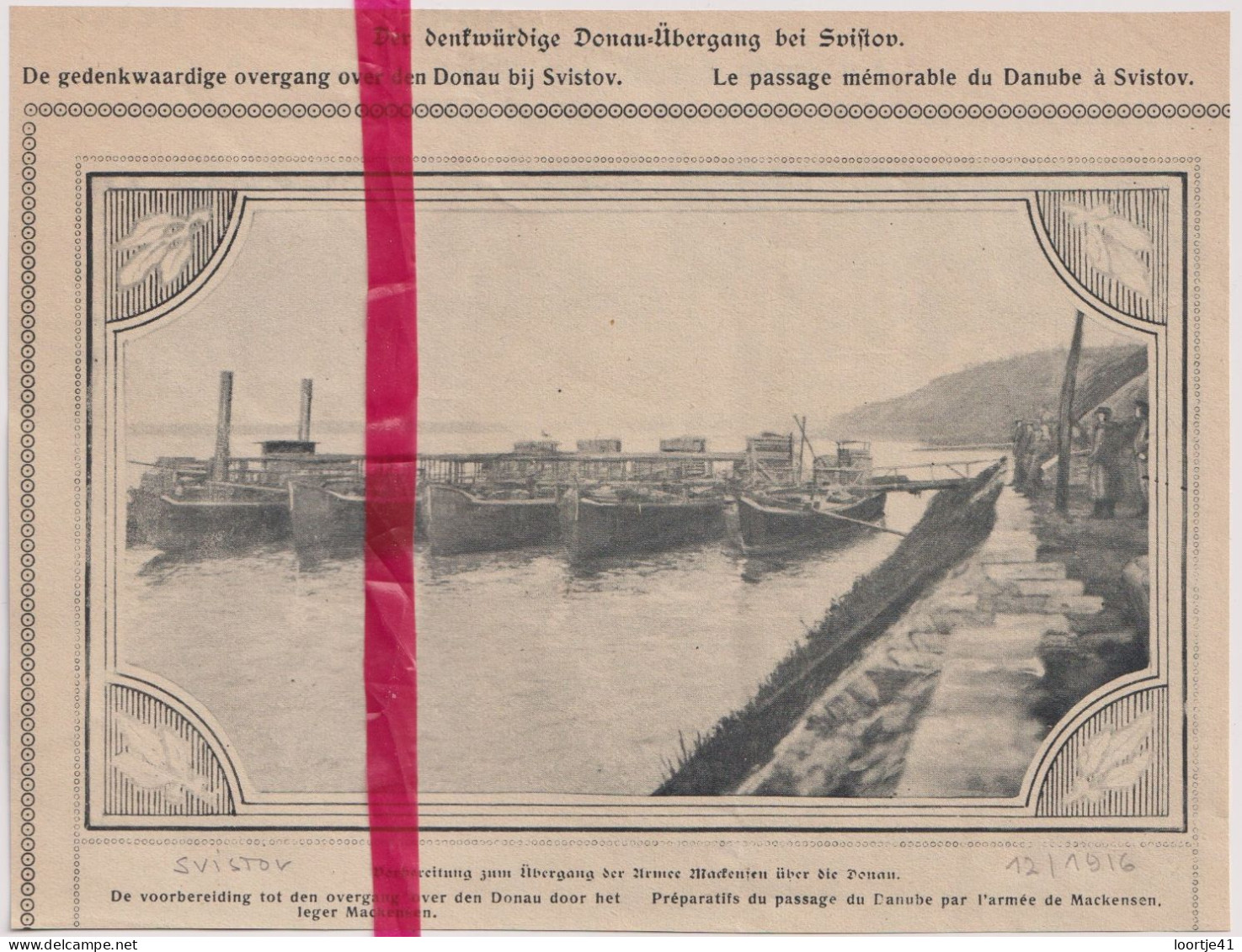 Oorlog Guerre 14/18 - Svistov - Pontonbrug Leger Mackensen, Ponton - Orig. Knipsel Coupure Tijdschrift Magazine 1916 - Non Classés