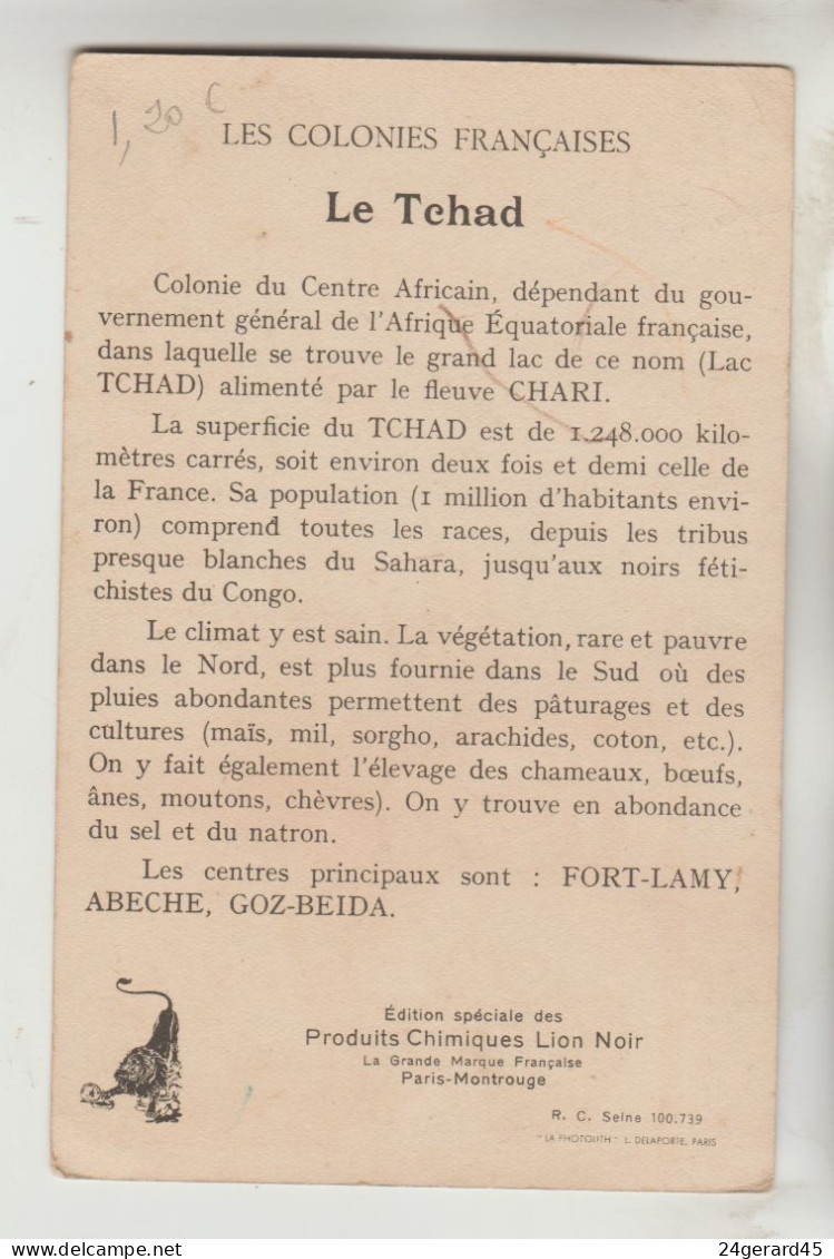 CARTON FORMAT CPSM PUBLICITE LION NOIR - COLONIES FRANCAISES : Le Tchad - Tchad