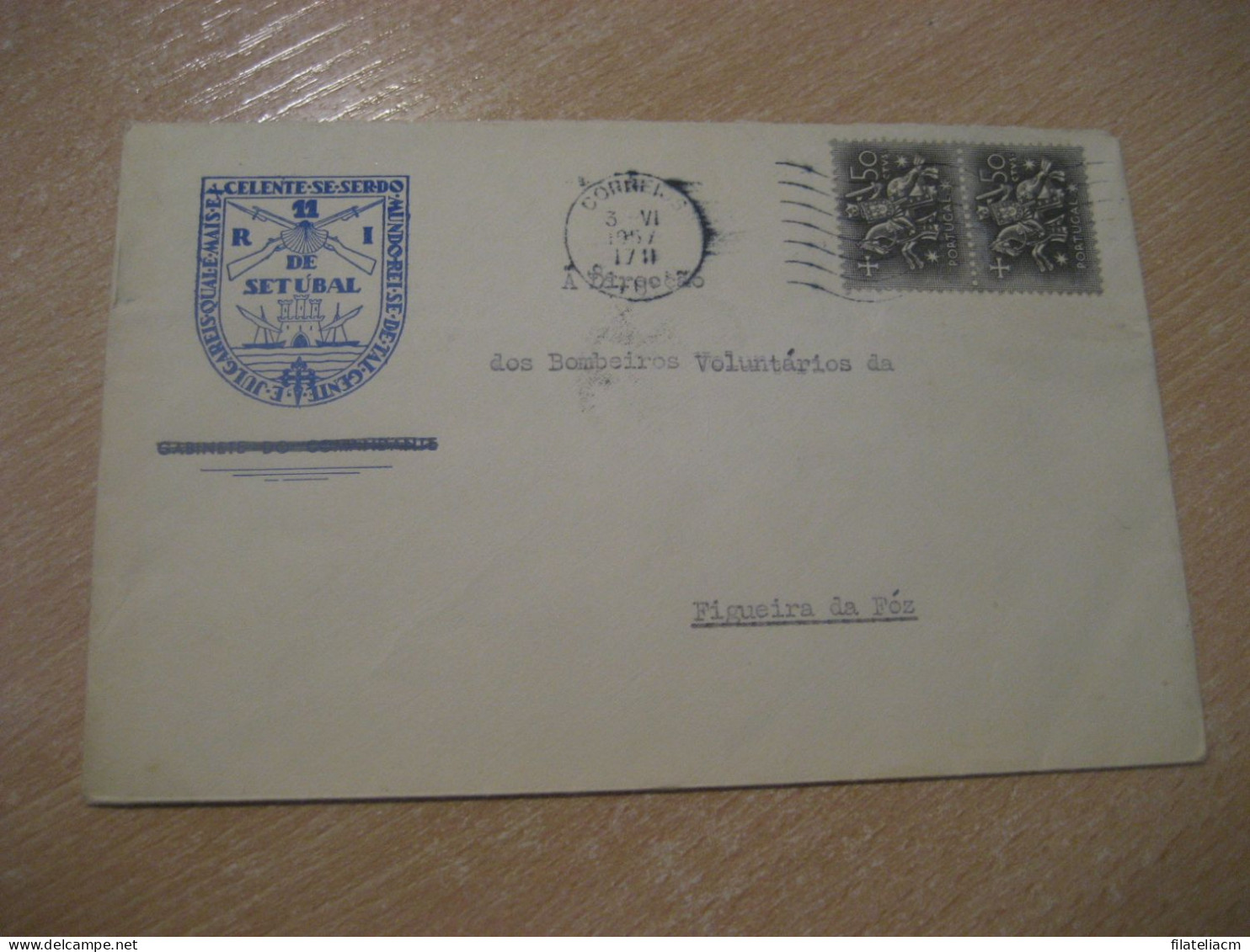 SETUBAL 1957 To Figueira Da Foz Fire Firemen Fireman Cancel R 11 I De Setubal Coat Of Arms Heraldry Cover PORTUGAL - Briefe U. Dokumente