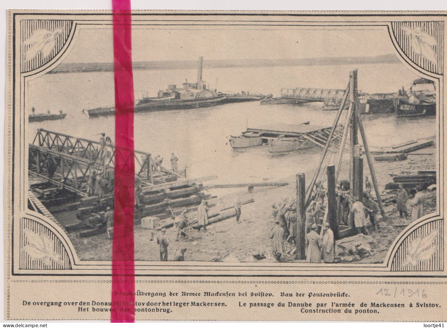 Oorlog Guerre 14/18 - Svistov - Pontonbrug Leger Mackensen, Ponton - Orig. Knipsel Coupure Tijdschrift Magazine 1916 - Non Classés