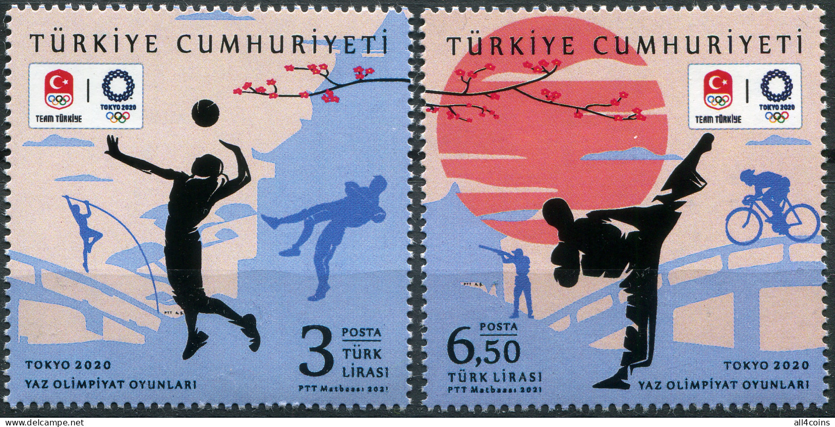 Turkey 2021. Summer Olympic Games 2020 - Tokyo, Japan 2021 (MNH OG) Set - Nuovi