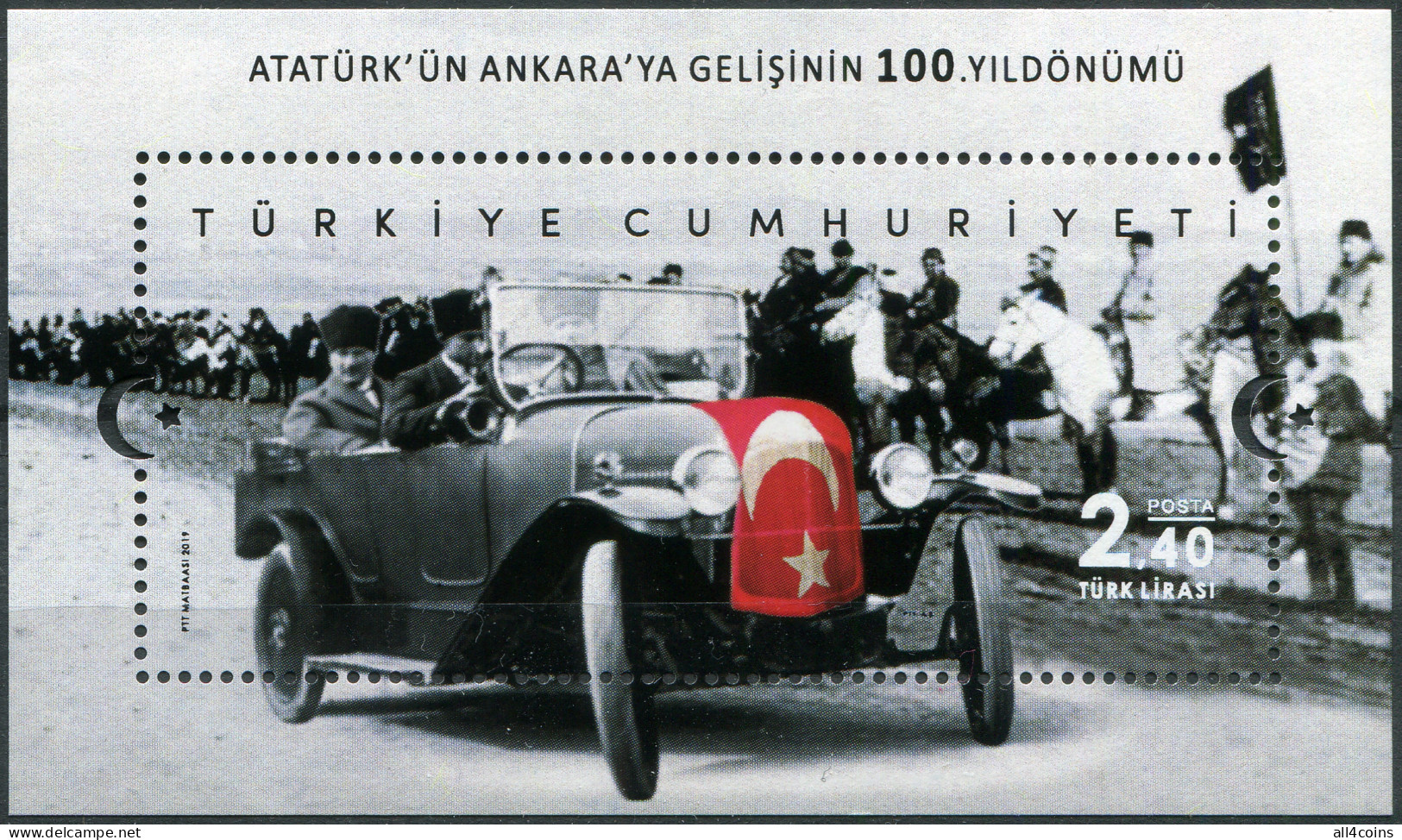 Turkey 2019. 100th Anniv. Of Mustafa Kemal's Arrival In Ankara (MNH OG) S/Sheet - Nuevos