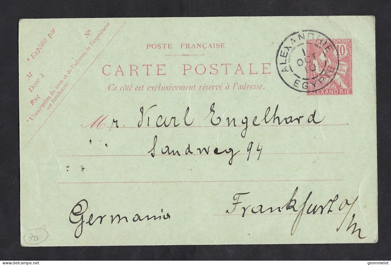 ALEXANDRIE, Egypte ( BFE) , Entier Postal Pour L'Allemagne, 1910,, Très Beau - Covers & Documents