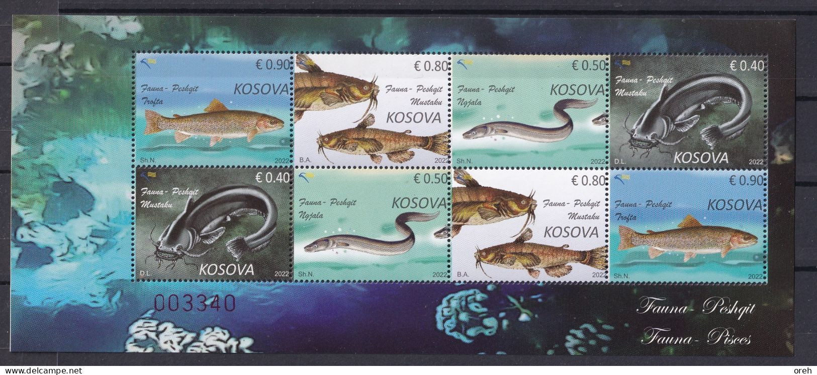 KOSOVO 2022,FAUNA,FISHES,SHEET,MNH - Kosovo