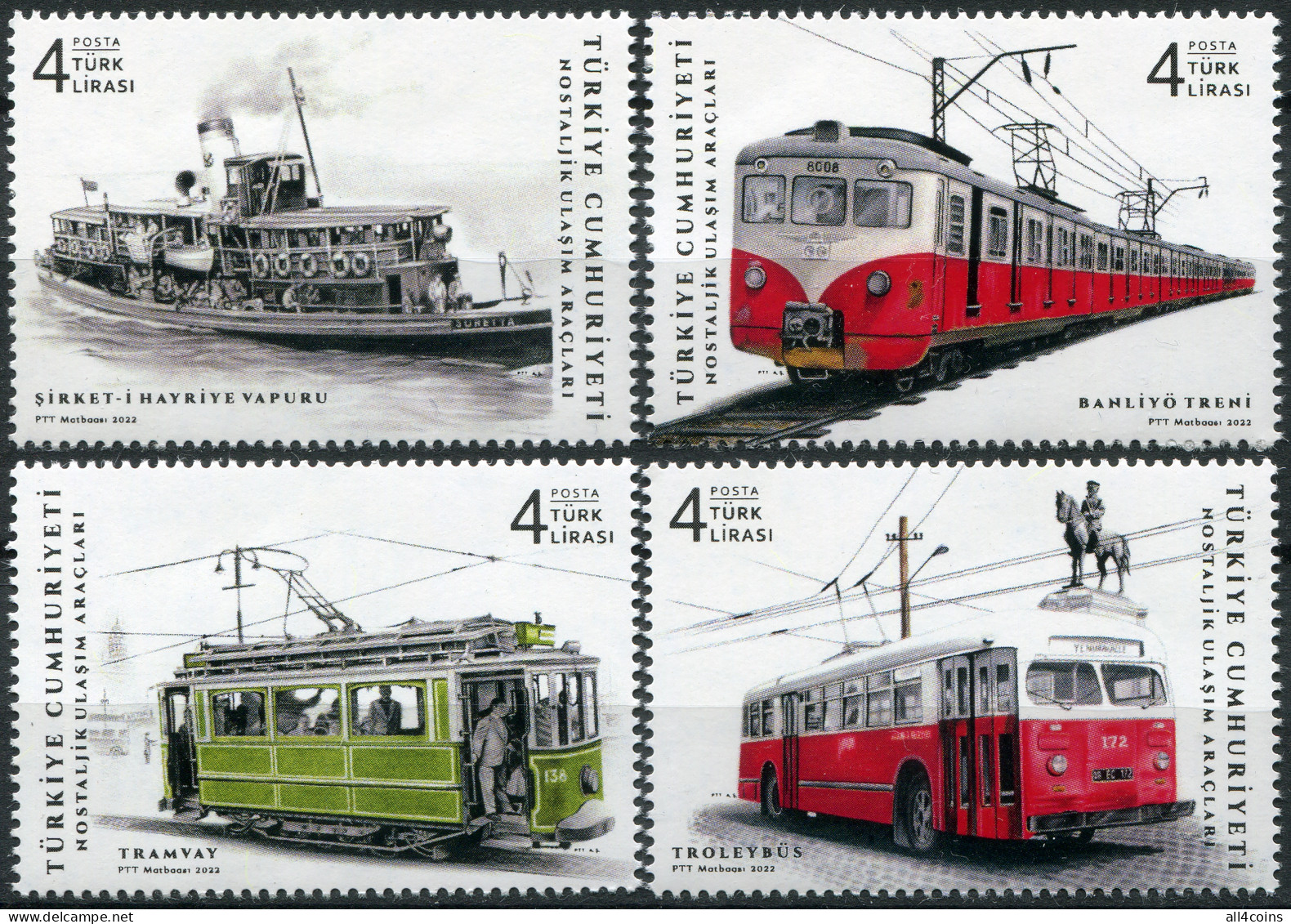 Turkey 2022. Nostalgic Means Of Transportation (MNH OG) Set Of 4 Stamps - Neufs