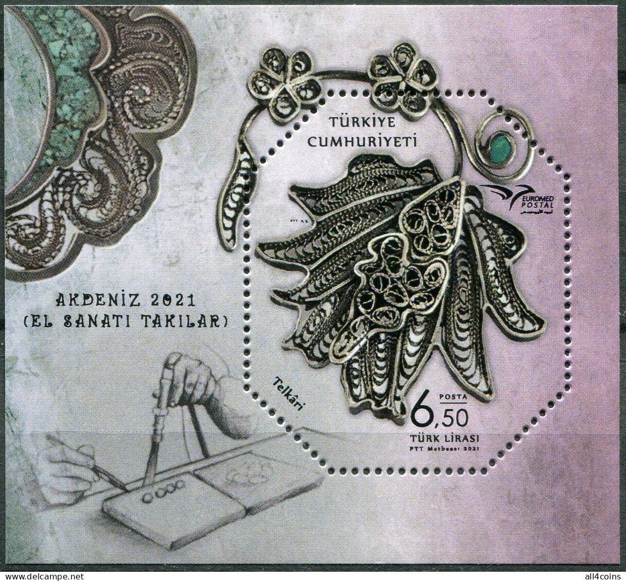 Turkey 2021. Handicraft Jewelry (MNH OG) Souvenir Sheet - Ongebruikt