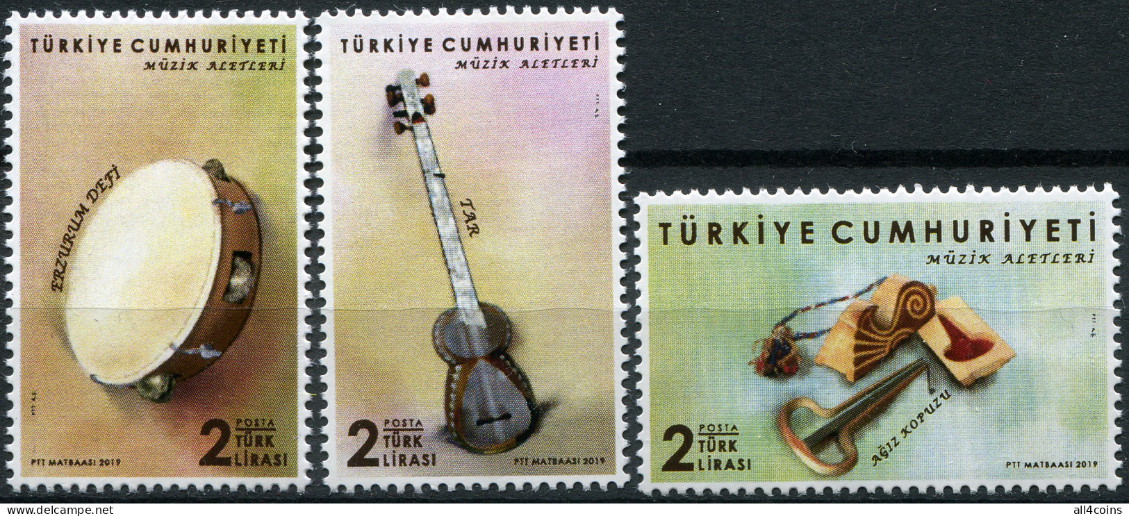 Turkey 2019. Musical Instruments (MNH OG) Set Of 3 Stamps - Nuevos