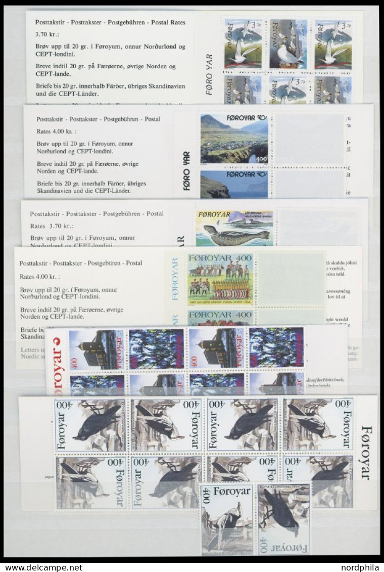 FÄRÖER **, Komplette Postfrische Sammlung Färöer Von 1975-96 (ohne Block 8), Dazu Markenheftchen Fast Komplett, Jahreshe - Faroe Islands