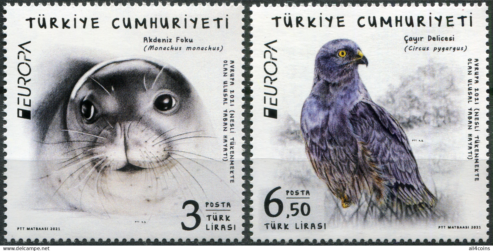 Turkey 2021. Endangered National Wildlife (MNH OG) Set Of 2 Stamps - Nuovi