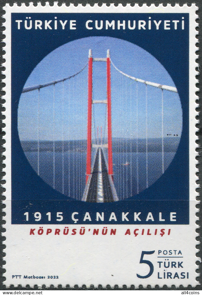 Turkey 2022. Opening Of The 1915 Çanakkale Bridge (MNH OG) Stamp - Nuevos