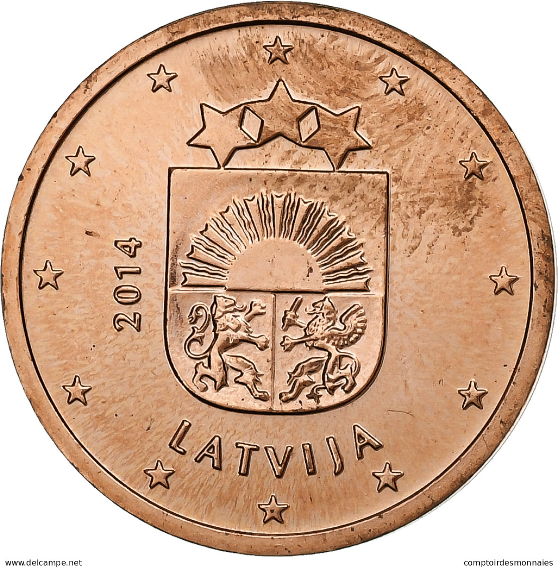 Lettonie, 2 Euro Cent, 2014, Stuttgart, SUP+, Cuivre Plaqué Acier, KM:151 - Letland