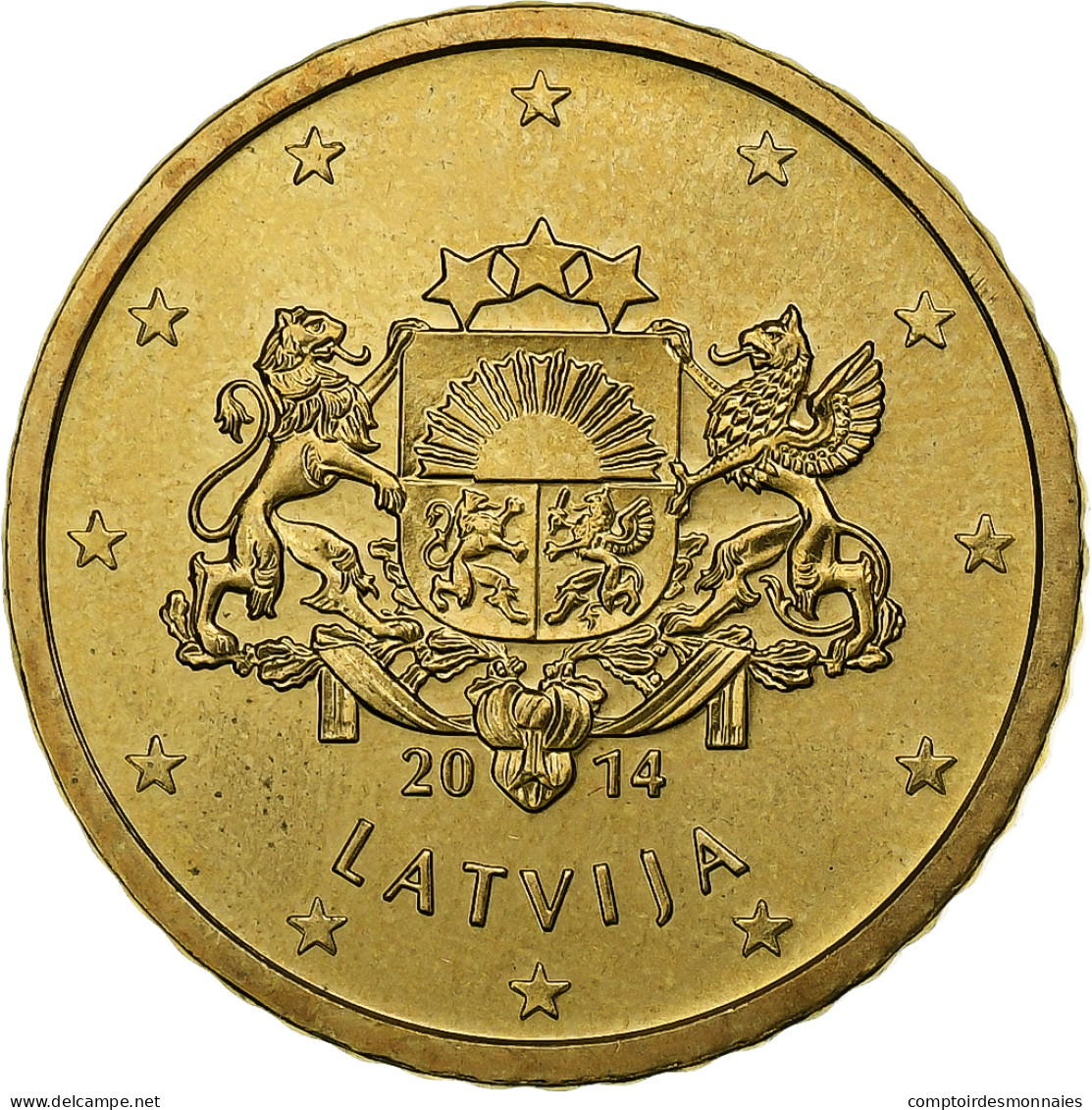 Latvia, 50 Euro Cent, 2014, Stuttgart, SPL, Laiton, KM:155 - Letland