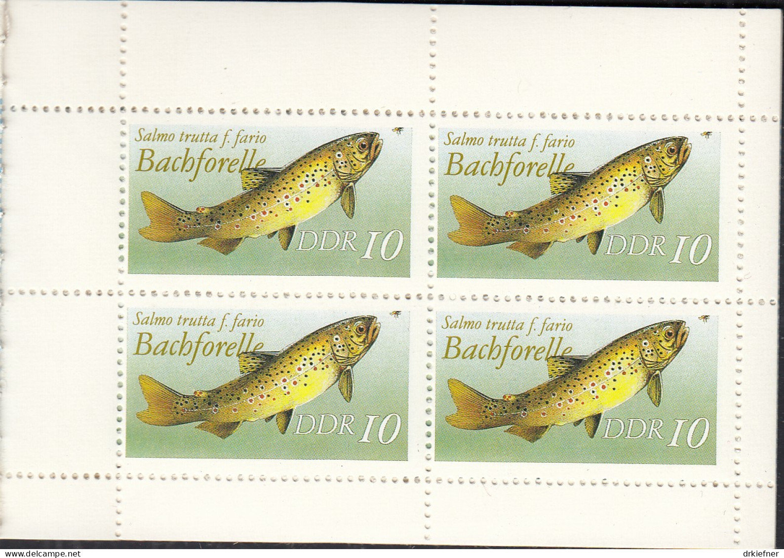 DDR  Heftchenblatt , Postfrisch **, Süßwasserfische, 1988 - Carnets