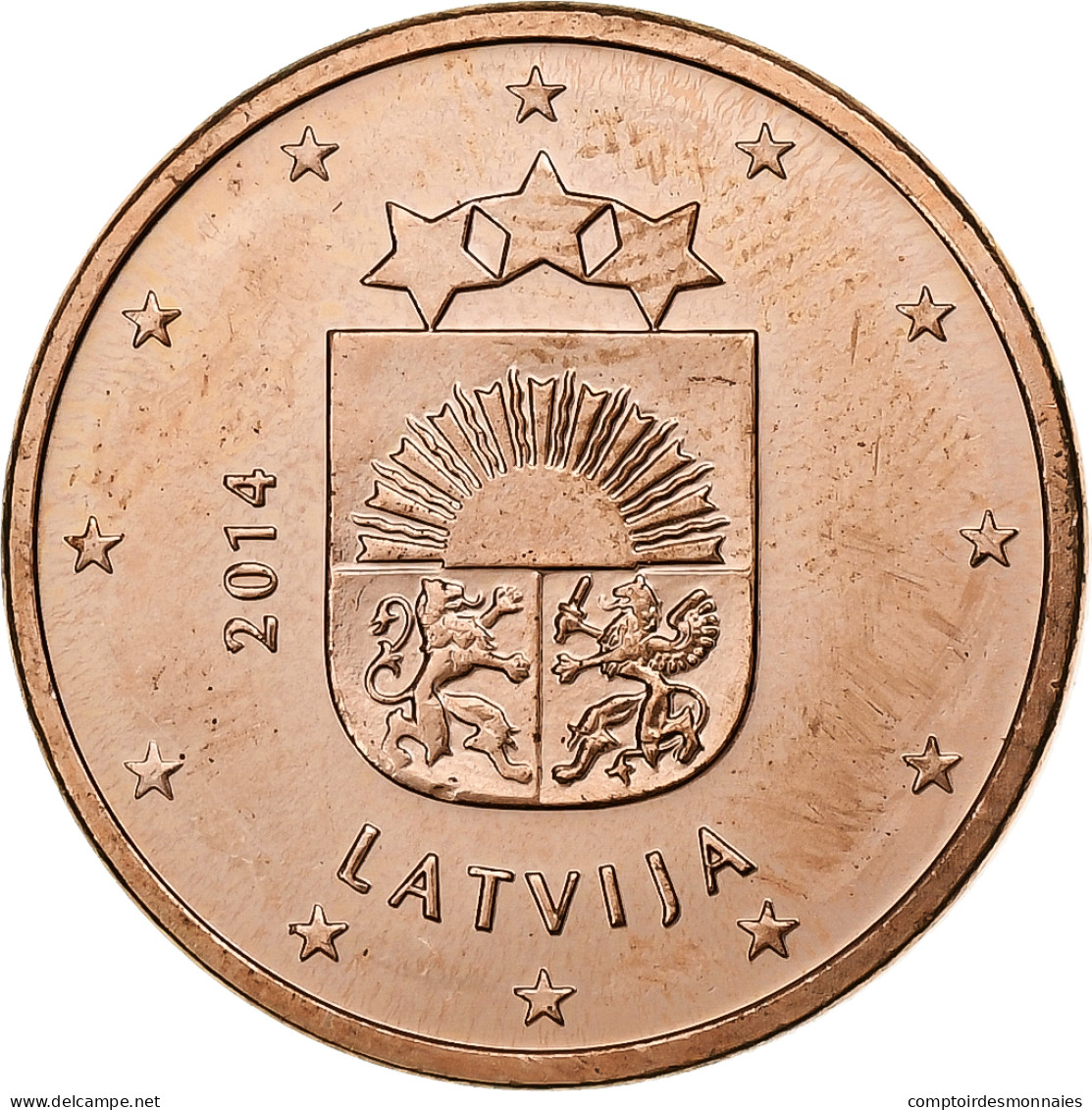 Lettonie, 5 Euro Cent, 2014, Stuttgart, SUP+, Cuivre Plaqué Acier, KM:152 - Lettonie
