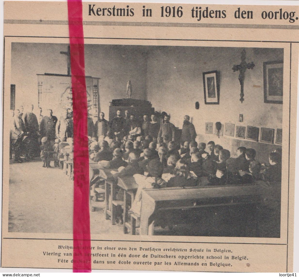 Oorlog Guerre 14/18 - Kerstmis In School , Noël En école Belge - Orig. Knipsel Coupure Tijdschrift Magazine - 1916 - Unclassified