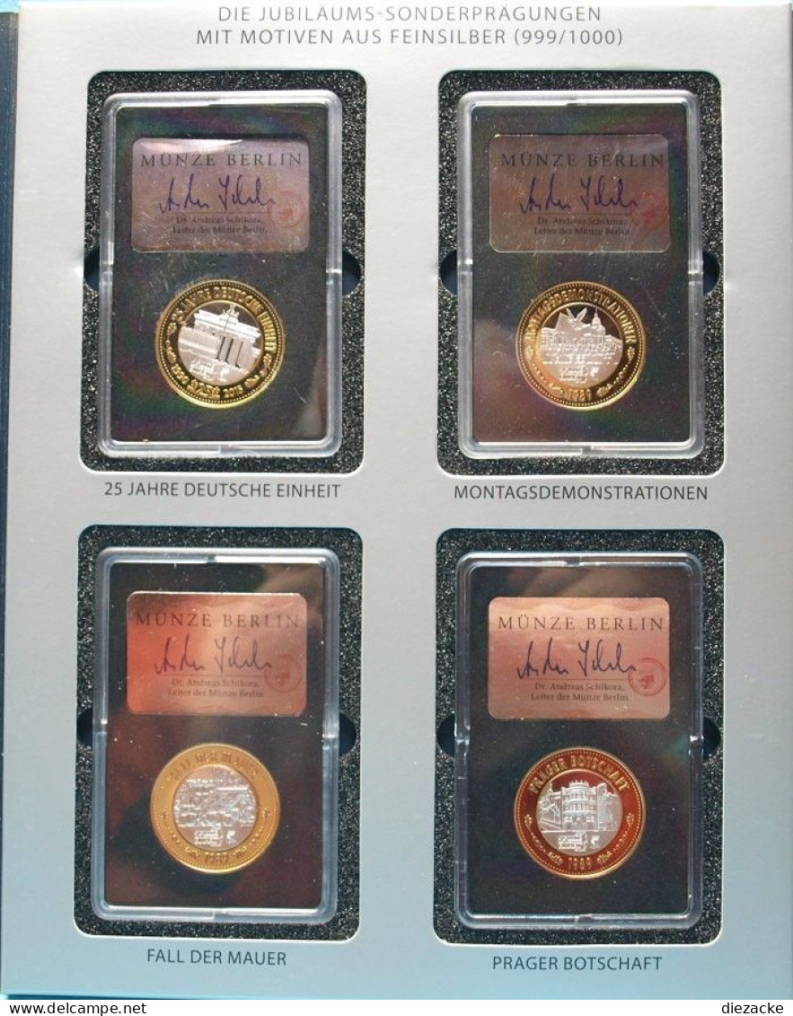 Medaillensatz 25 J. Deutsche Einheit 12 Medaillen Silber/ Kupfer Vergoldet (RH1 - Altri & Non Classificati