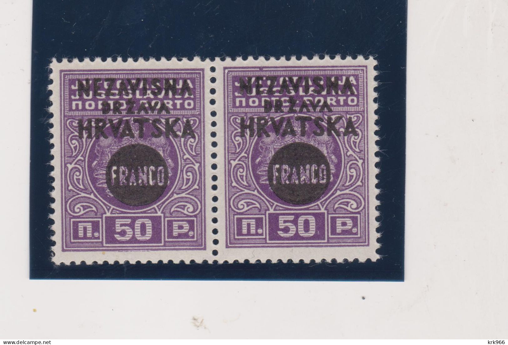 CROATIA WW II 1941 FRANCO 0,50 Din Breakthrough Ovpt Pair MNH - Croatia