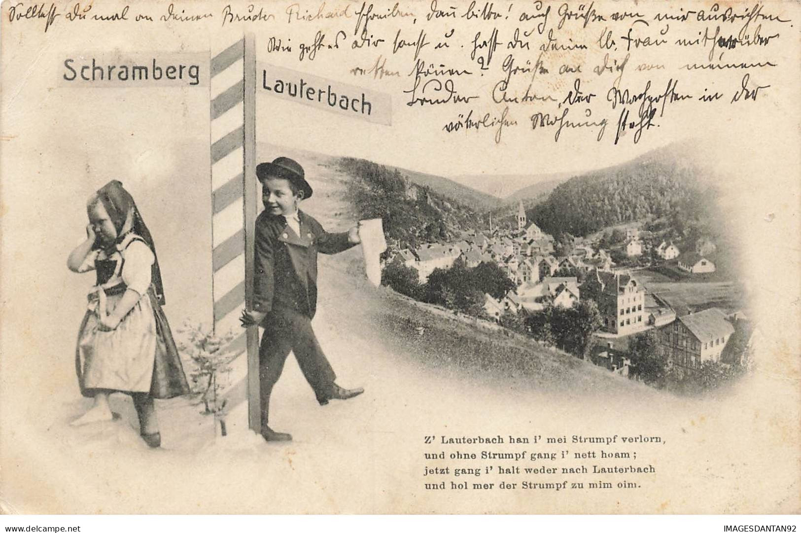 ALLEMAGNE #MK45626 SCHRAMBERG LAUTERBACH DEUX ENFANTS ET VUE SUR LA VILLE - Schramberg