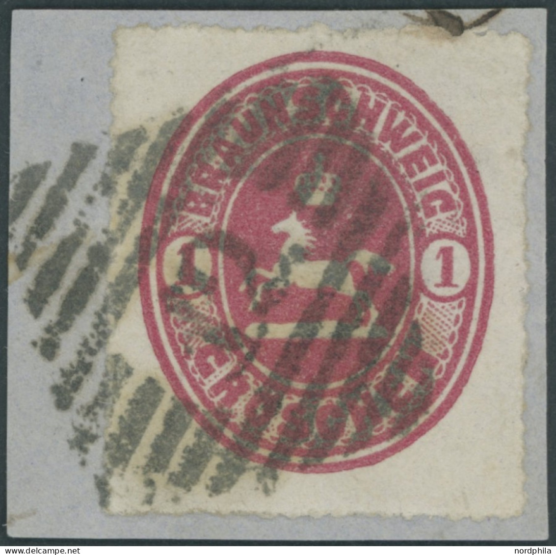 BRAUNSCHWEIG 18 BrfStk, 1865, 1 Gr. Rosa, Nummernstempel 12 (ESCHERSHAUSEN), Prachtbriefstück - Braunschweig