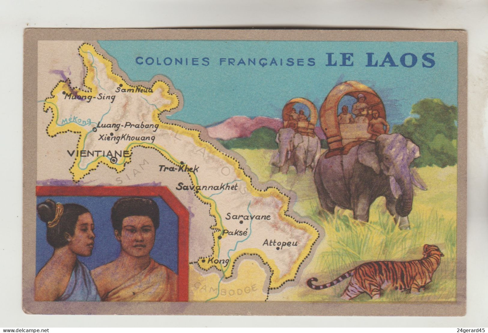 CARTON FORMAT CPSM PUBLICITE LION NOIR - COLONIES FRANCAISES : Le Laos - Laos