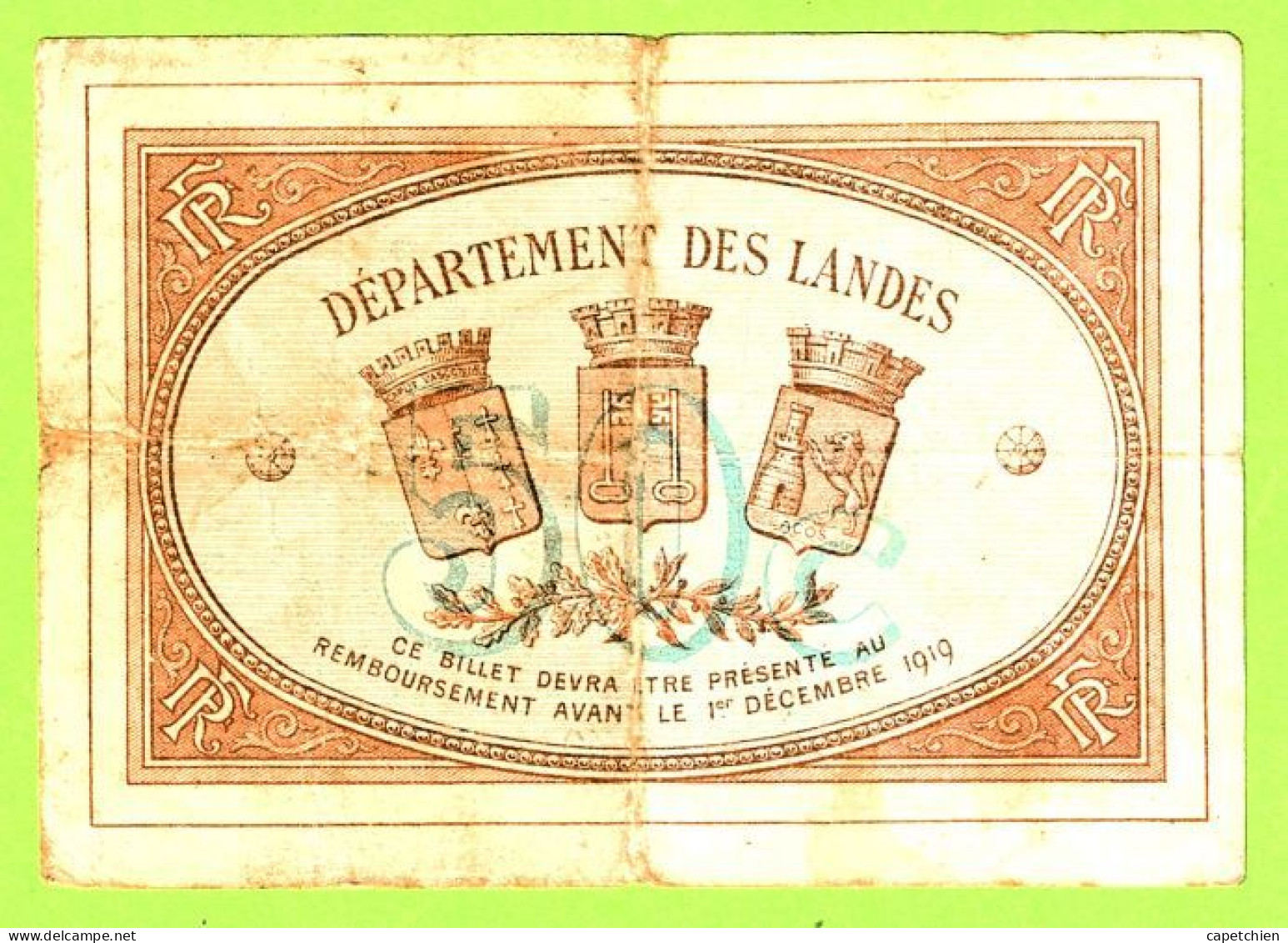 FRANCE / CHAMBRE De COMMERCE / MONT DE MARSAN / 50 CENTIMES / 1er DECEMBRE 1914 / 002029 / SERIE G - Chambre De Commerce