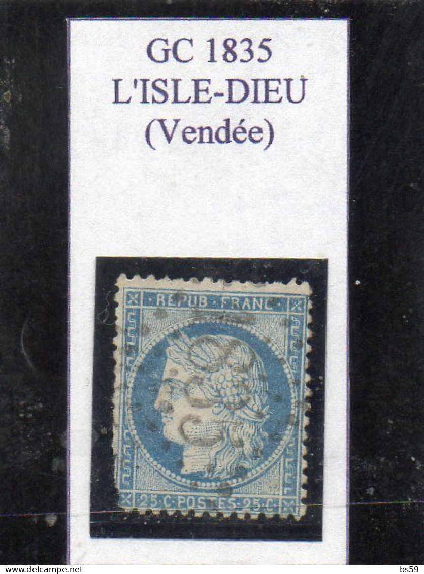 Vendée - N° 60C (déf) Obl GC 1835 L'Isle-Dieu - 1871-1875 Cérès