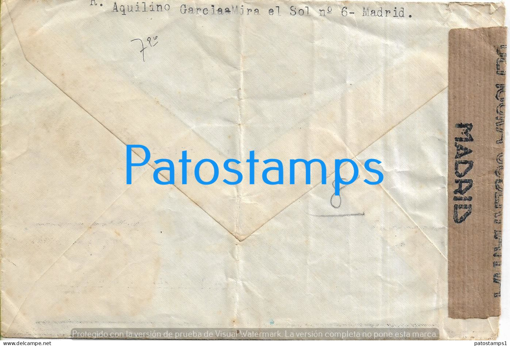 226078 SPAIN ESPAÑA MADRID COVER CANCEL YEAR 1945 REGISTERED CENSORED CIRCULATED TO ARGENTINA NO POSTAL POSTCARD - Andere & Zonder Classificatie