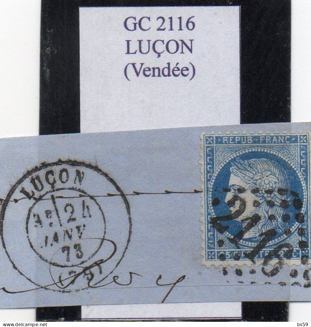 Vendée - N° 60A Obl GC 2116 Luçon - 1871-1875 Cérès