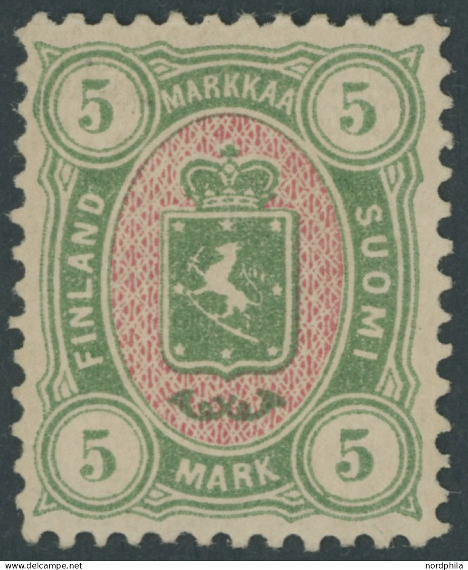 FINNLAND 25b *, 1887, 5 M. Gelbgrün/rot, Falzreste, Pracht, Mehrfach Signiert, Mi. 650.- - Other & Unclassified