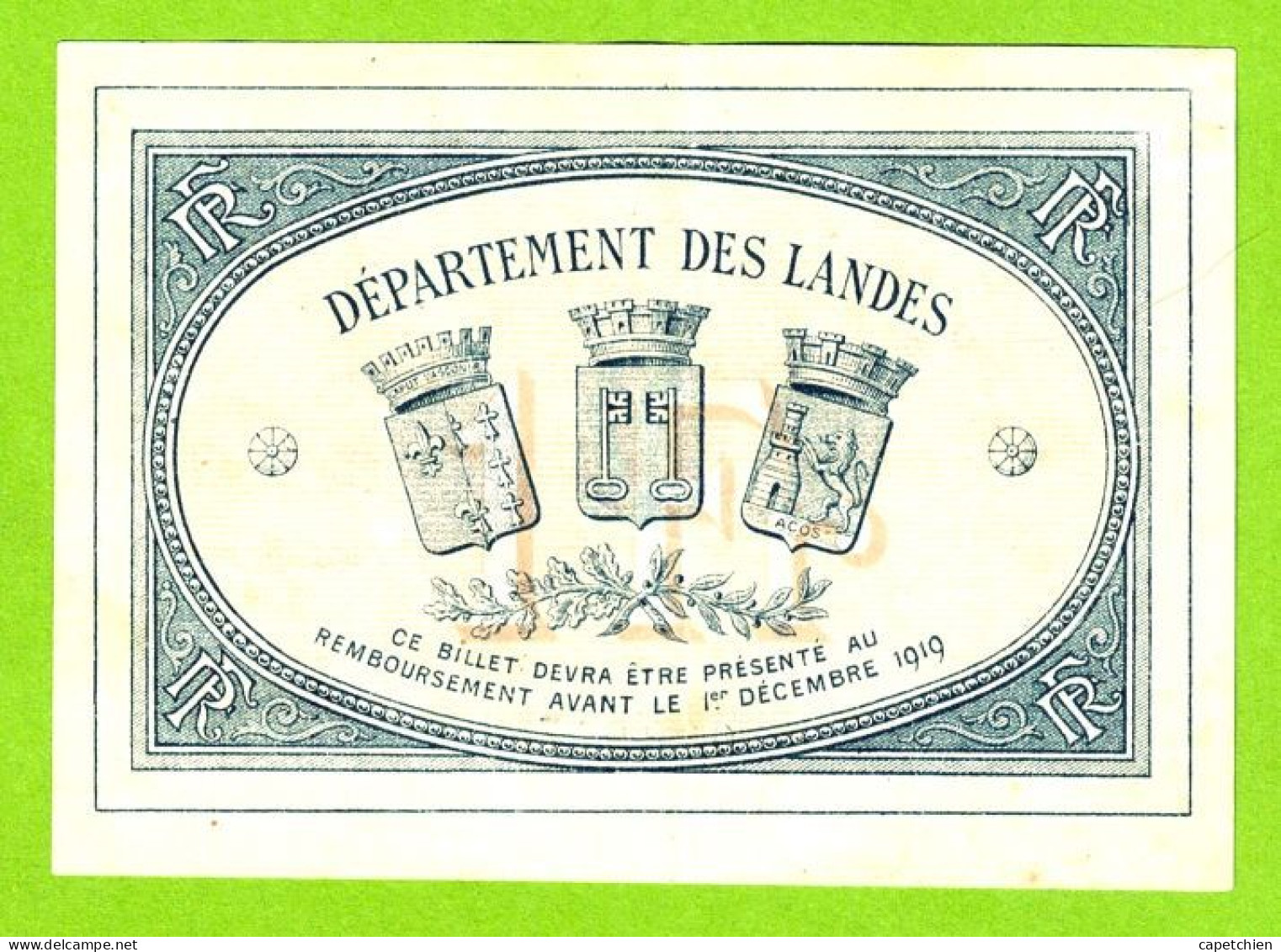 FRANCE / CHAMBRE De COMMERCE / MONT DE MARSAN / 1 FRANC / 1er DECEMBRE 1914 / 008917 / SERIE Ttt - Chamber Of Commerce