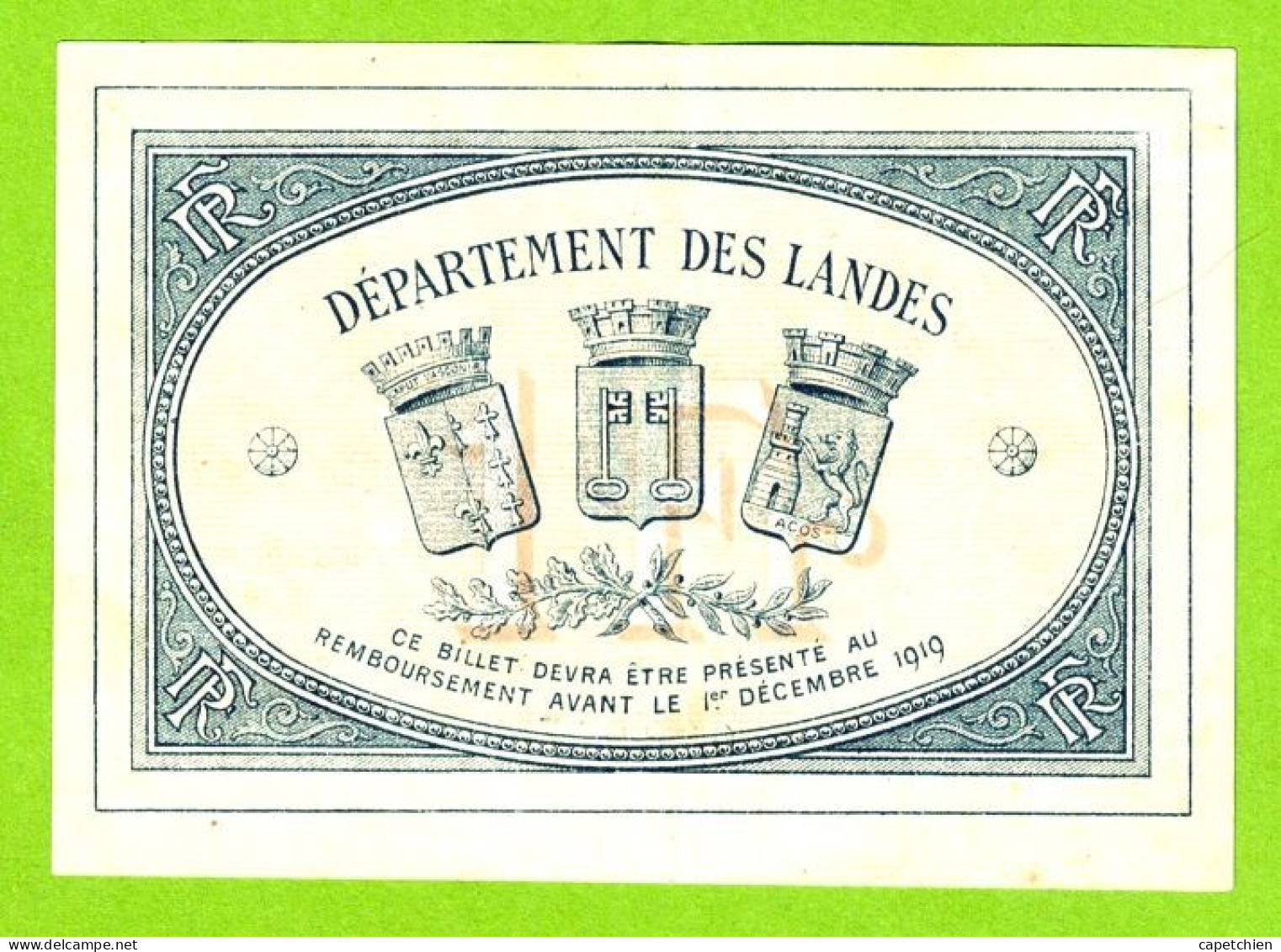 FRANCE / CHAMBRE De COMMERCE / MONT DE MARSAN / 1 FRANC / 1er DECEMBRE 1914 / 008917 / SERIE Ttt - Chambre De Commerce