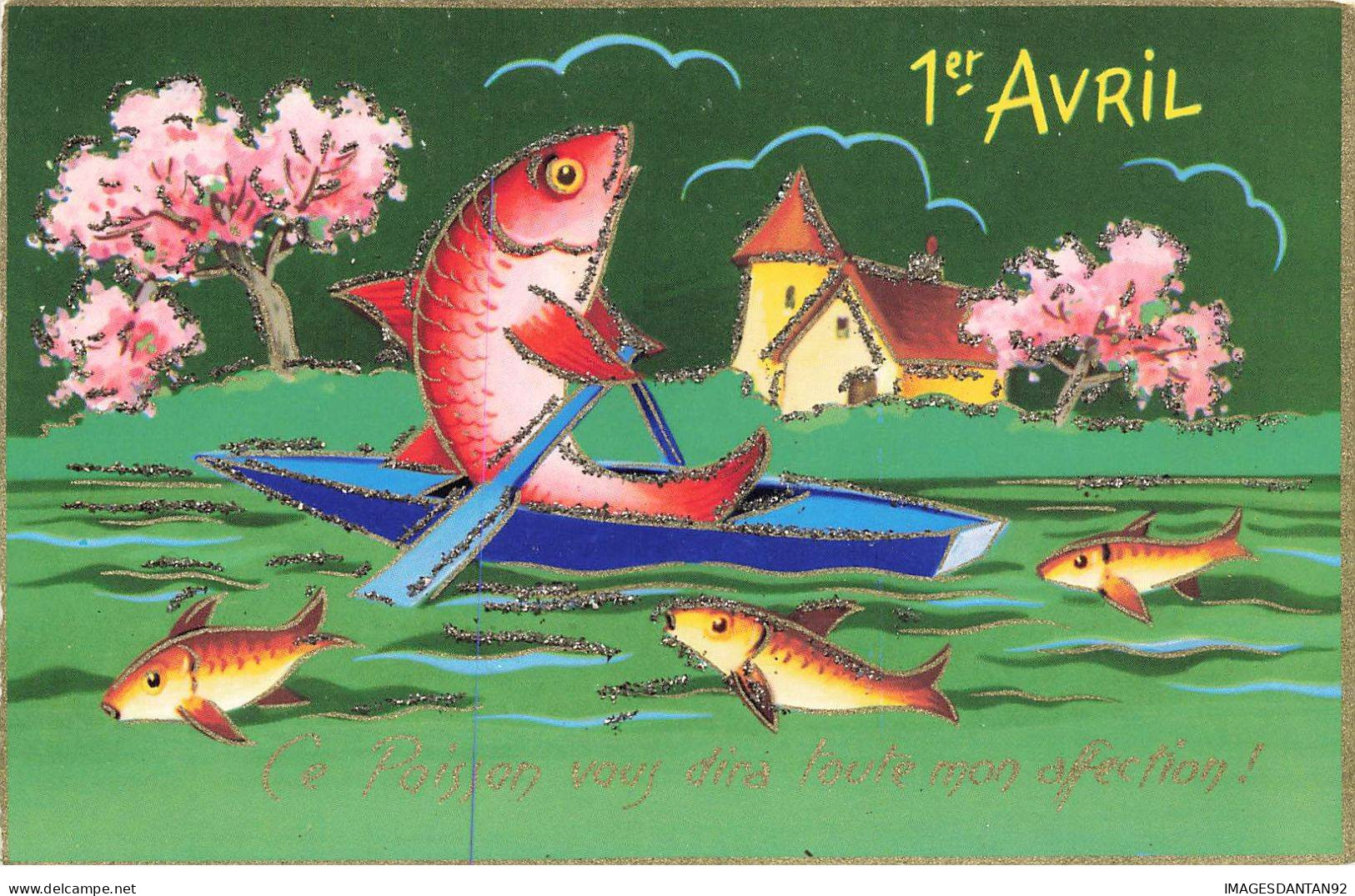 FETES #MK48891 1 ER AVRIL POISSON SUR UNE BARQUE - 1° Aprile (pesce Di Aprile)