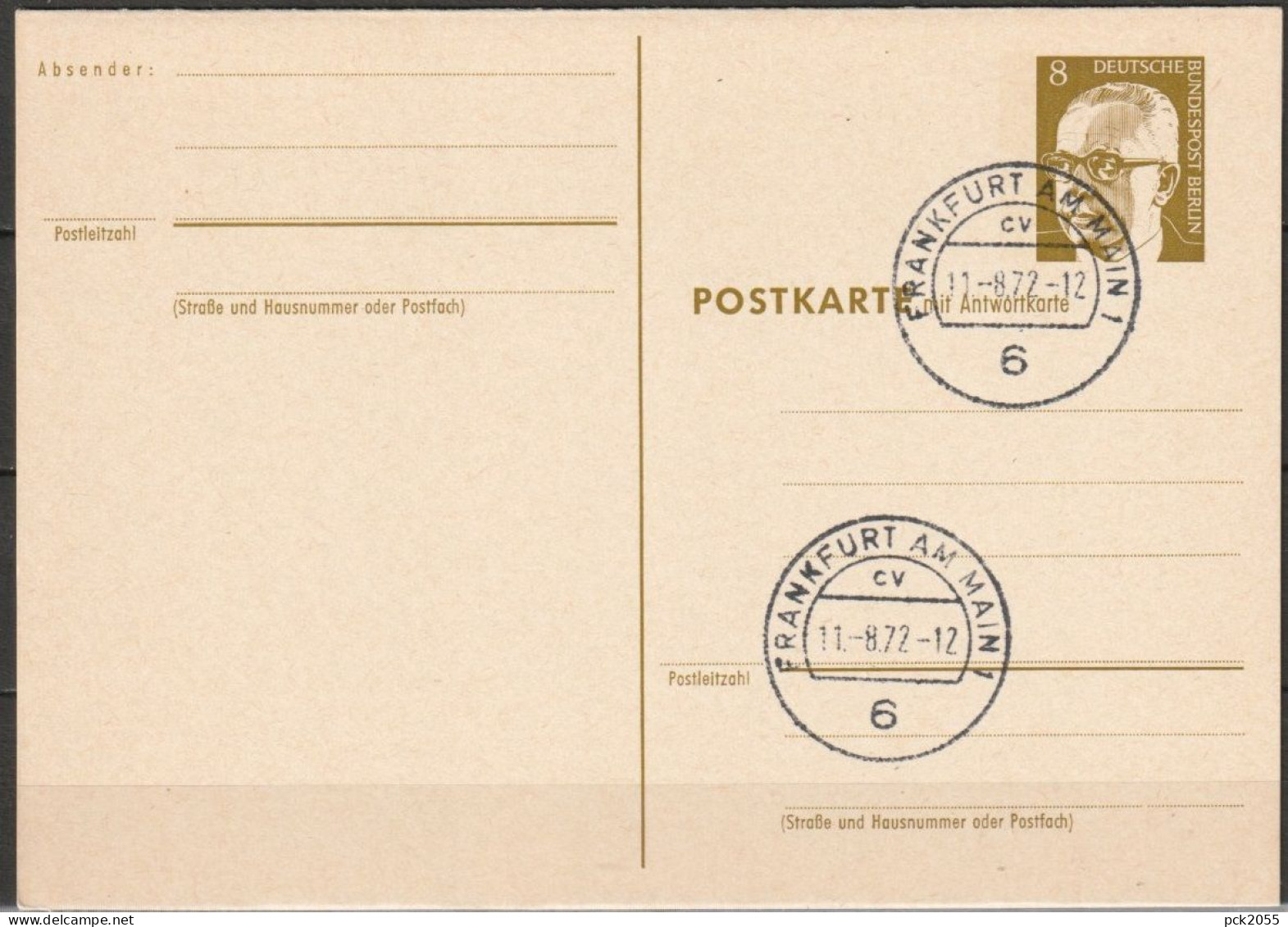 Berlin Ganzsache 1971/72 Mi.-Nr. P 86 Tagesstempel FRANKFURT 11.8.72  ( PK 329 ) - Postkaarten - Gebruikt