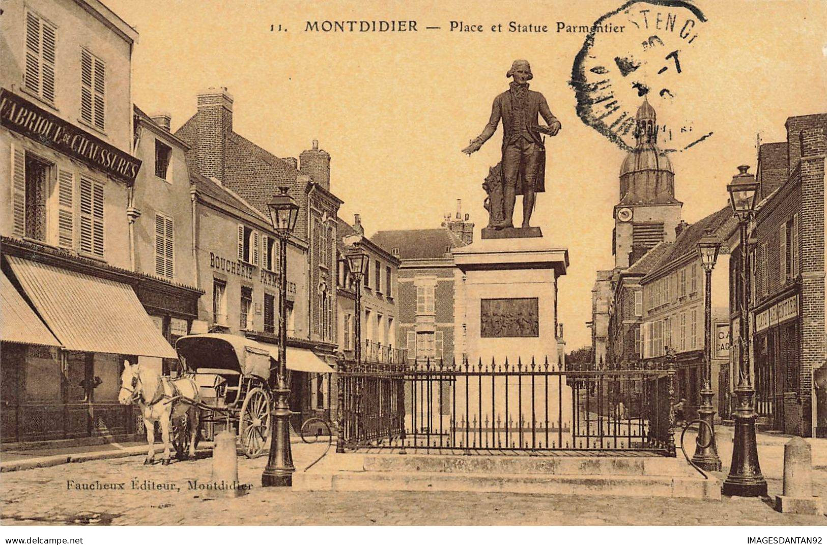 80 MONTDIDIER #MK52481 PLACE ET STATUE PARMENTIER BOUCHERIE - Montdidier
