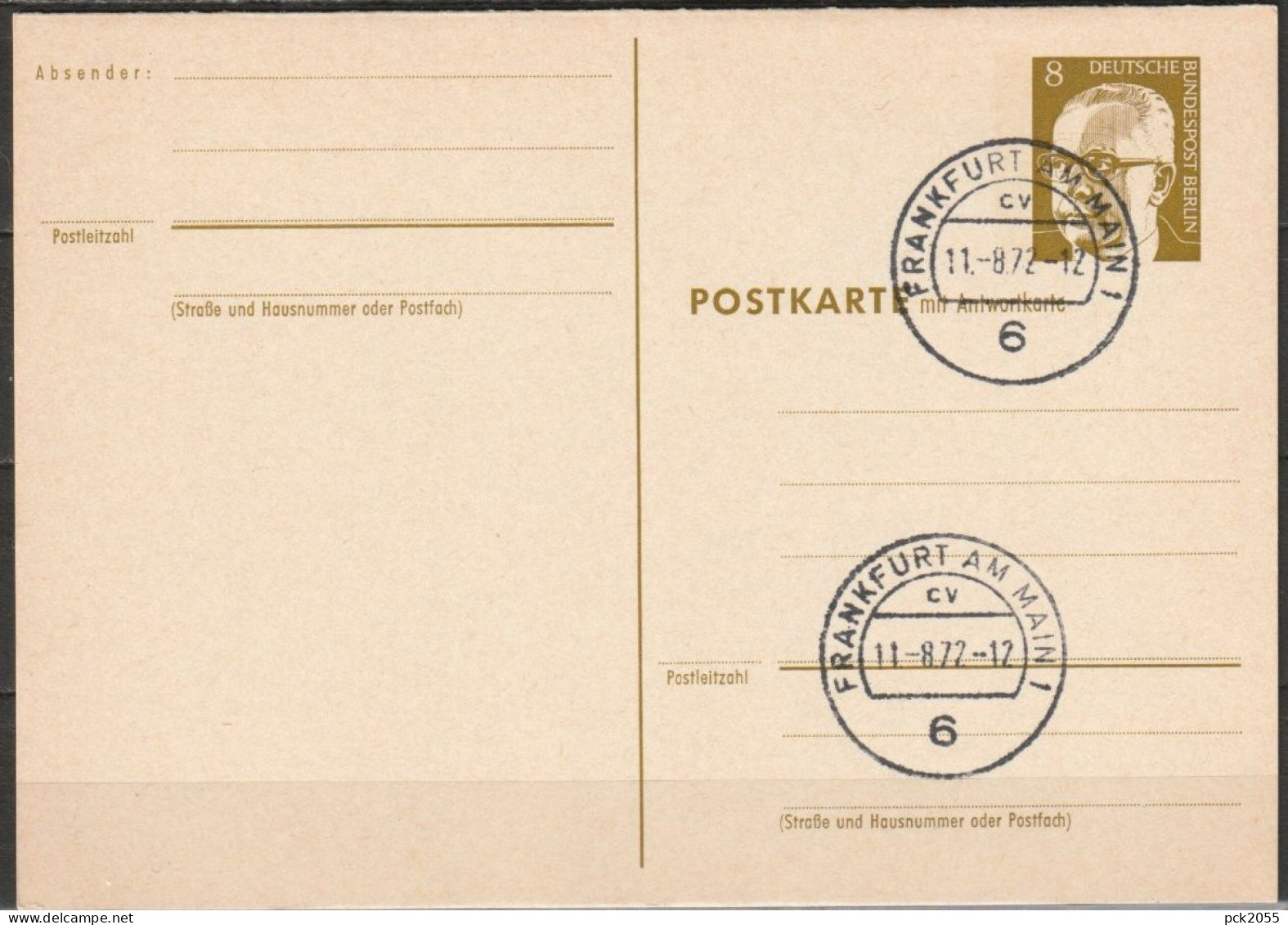 Berlin Ganzsache 1971/72 Mi.-Nr. P 86 Tagesstempel FRANKFURT 11.8.72  ( PK 330 ) - Cartes Postales - Oblitérées