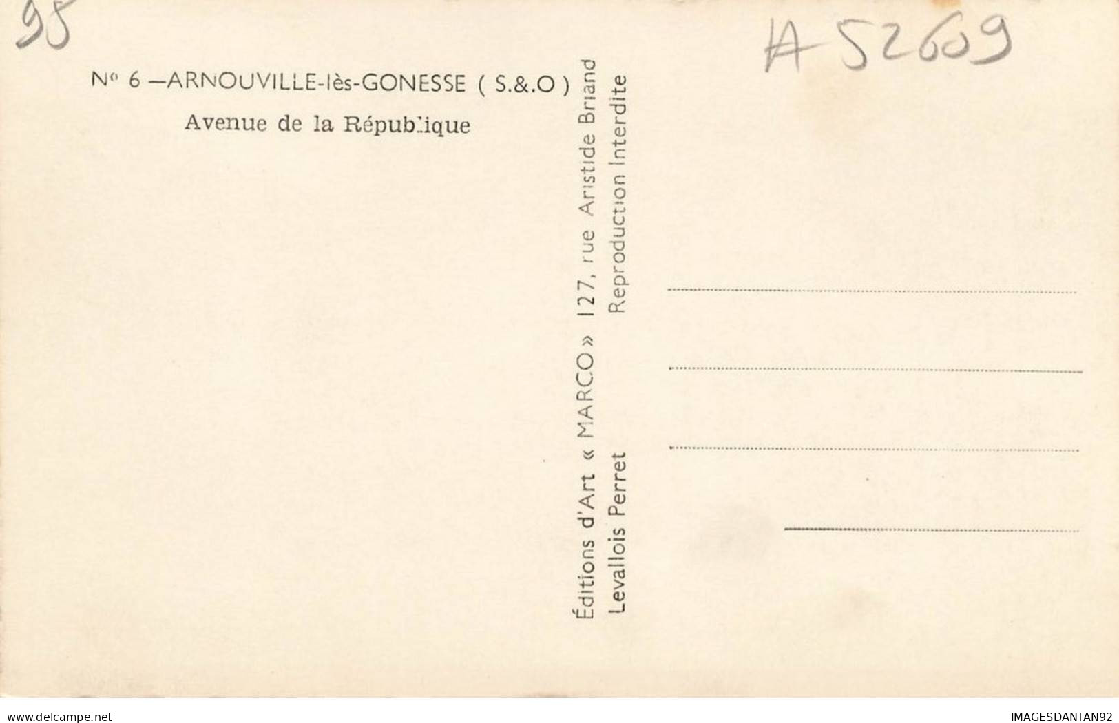 95 ARNOUVILLE LES GONESSE #MK52609 AVENUE DE LA REPUBLIQUE - Arnouville Les Gonesses