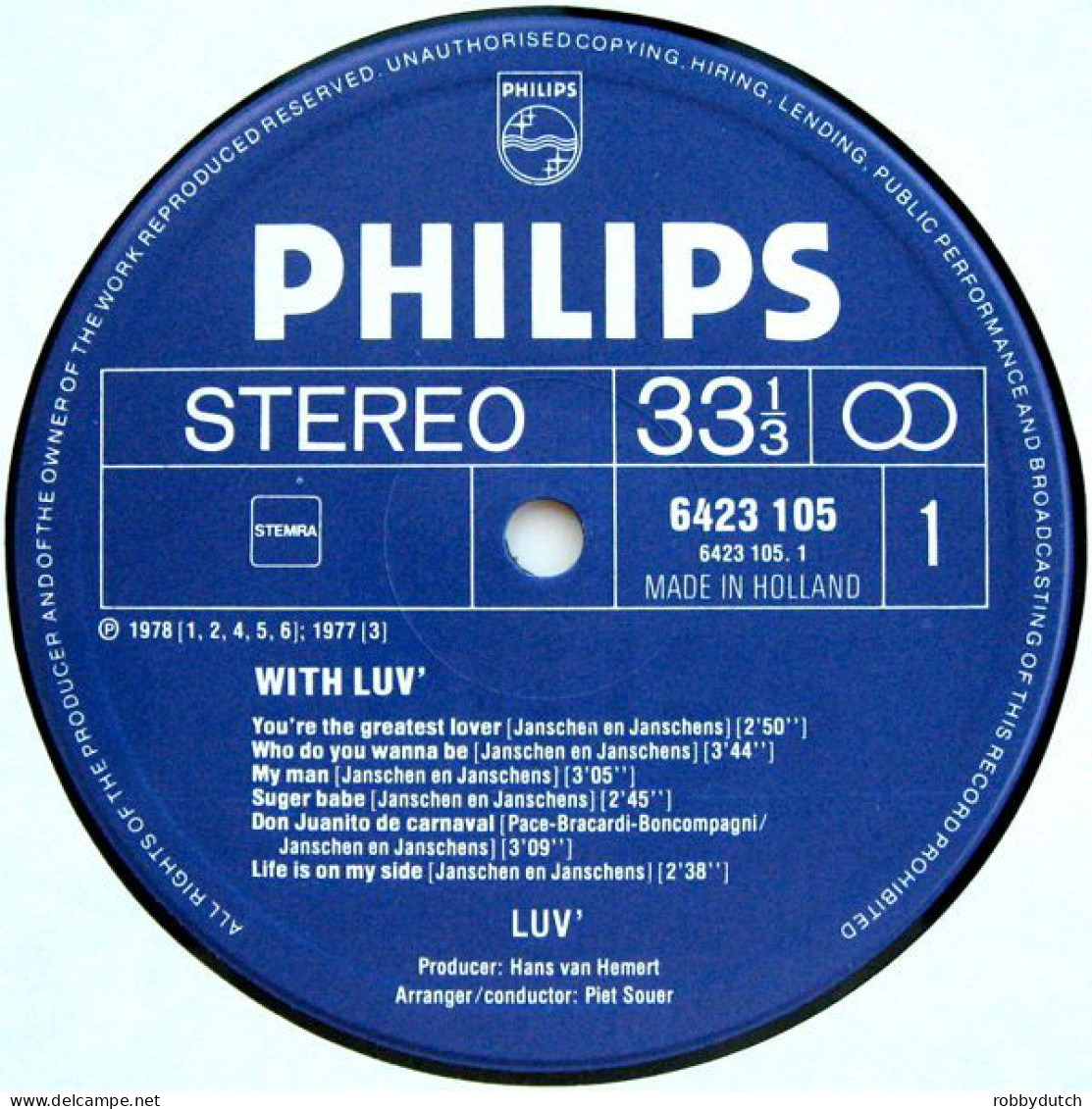 * LP *  LUV'  - WITH LUV' (Holland 1978 EX!!)  - Disco & Pop