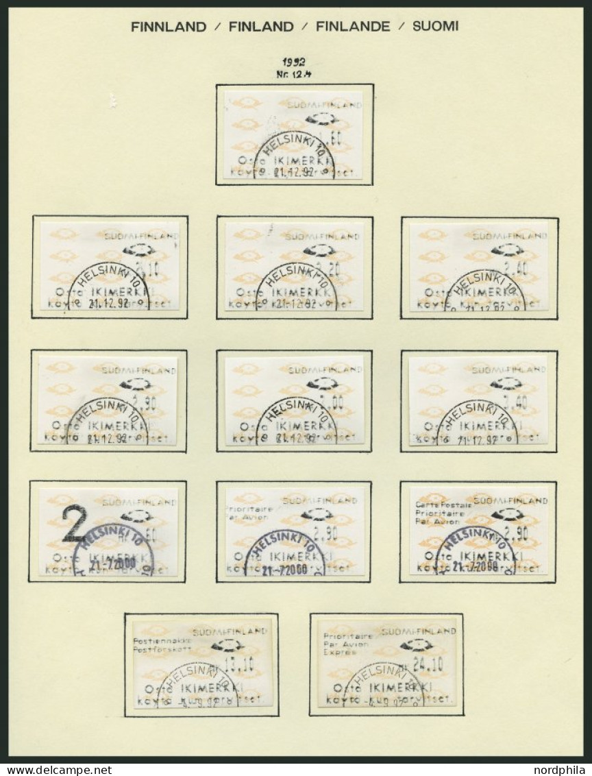 FINNLAND A 12 O, Automatenmarken: 1992, 89 Verschiedene Werte, Fast Nur Komplette Ausgaben, Pracht, Mi. 550.- - Used Stamps