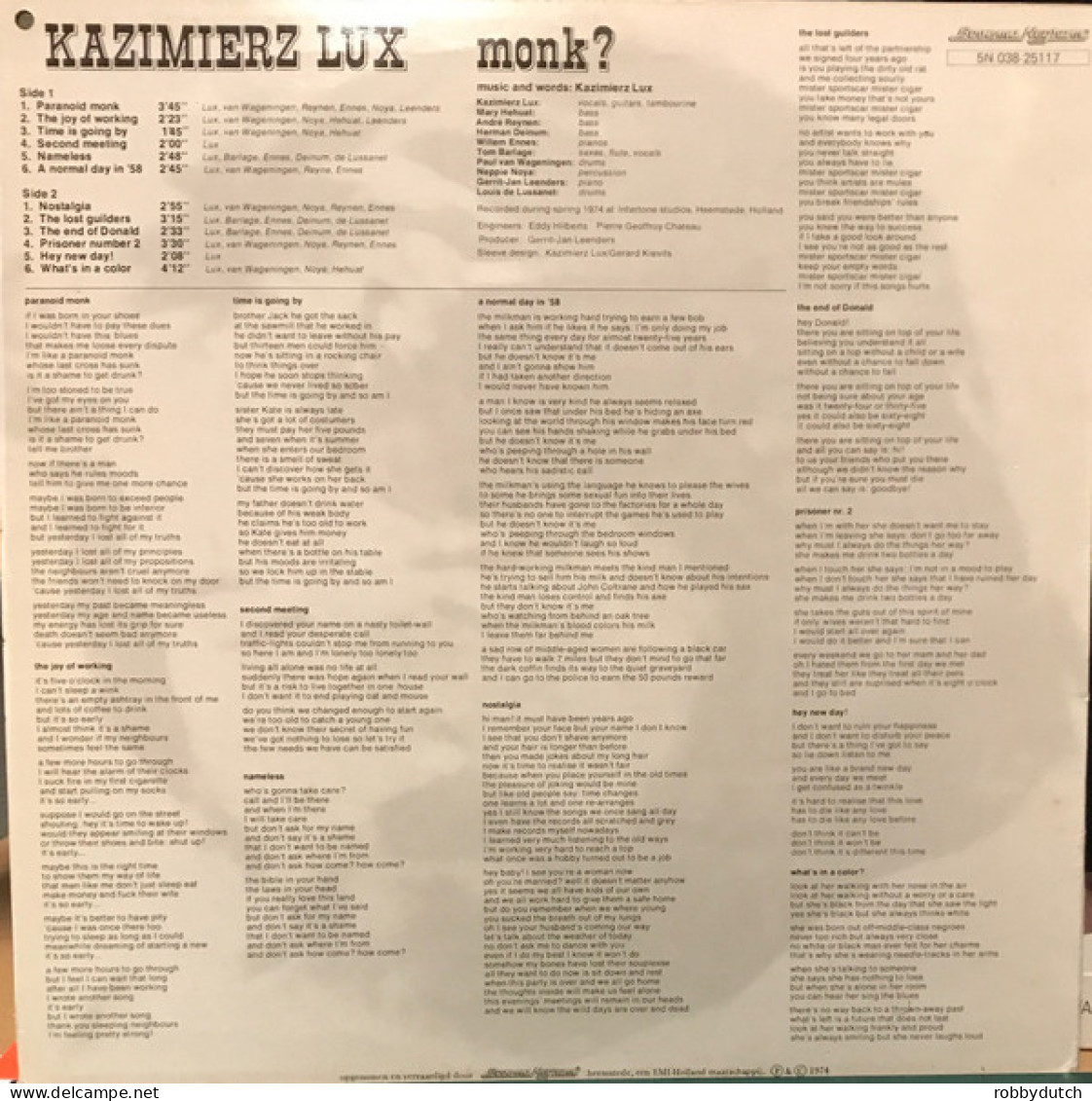 * LP *  KAZIMIERZ LUX - MONK ? (Holland 1974 EX-) - Blues