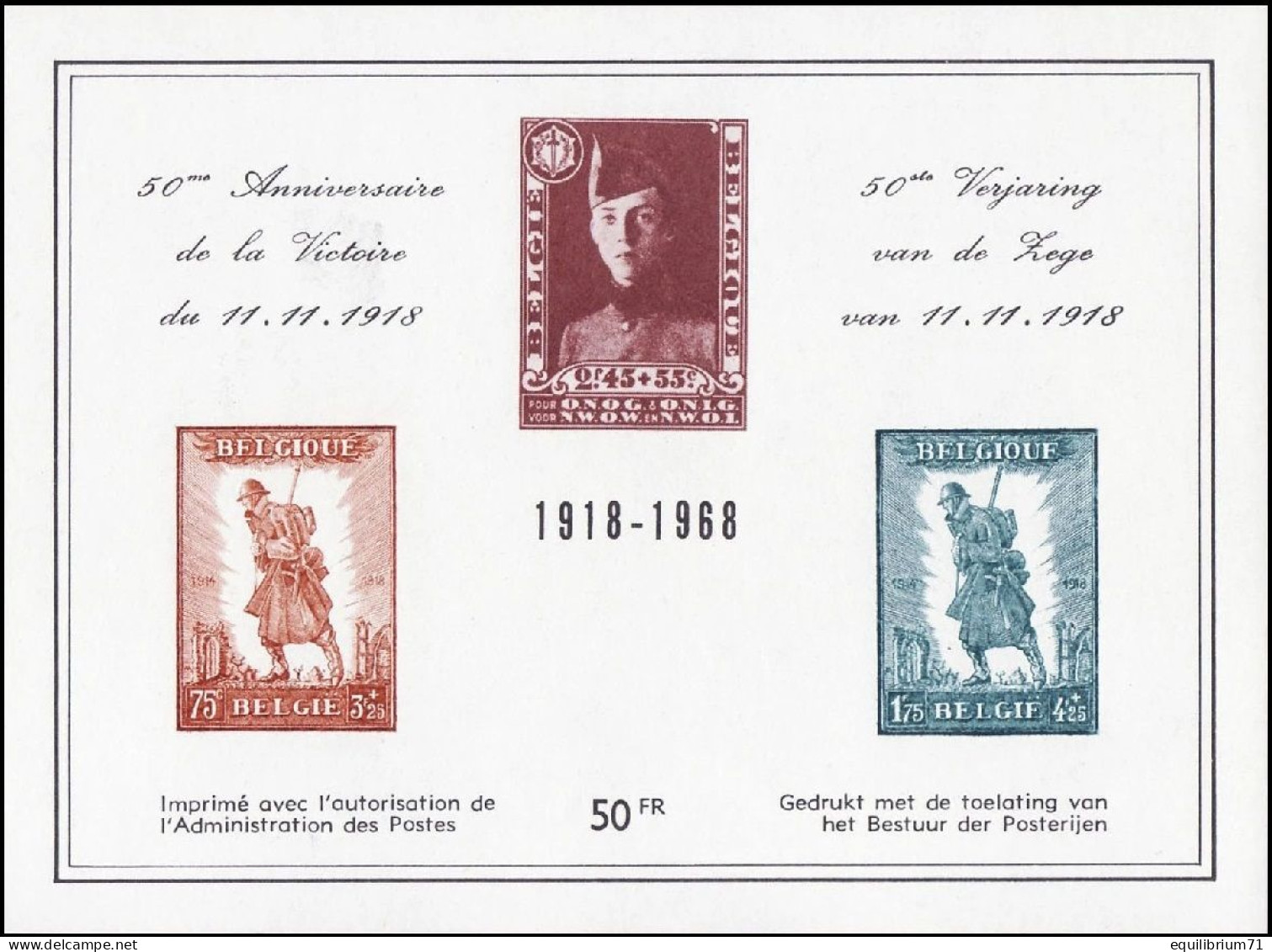 E108** - 50e Anniversaire De La Victoire Du 11/11/1918 / 50e Verjaardag Van De Zege Van 11/11/1918 - Erinnofilia