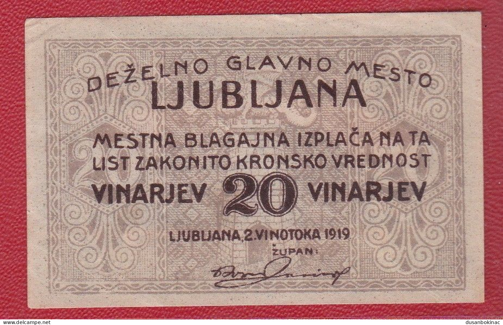 Yugoslavia-Ljubljana 20 Vinarjev 1919 Xf - Yougoslavie