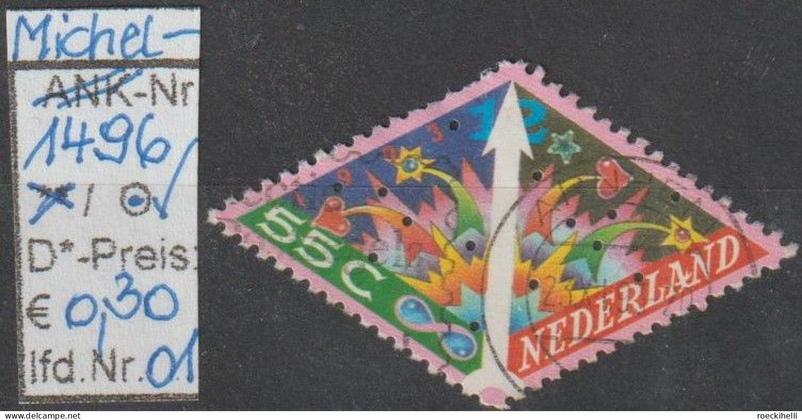 1993 - NIEDERLANDE - SM "Dez.marken - Feuerwerk, Uhrzeiger" 55 C Mehrf. - O  Gestempelt - S.Scan (1496o 01-04 Nl) - Oblitérés