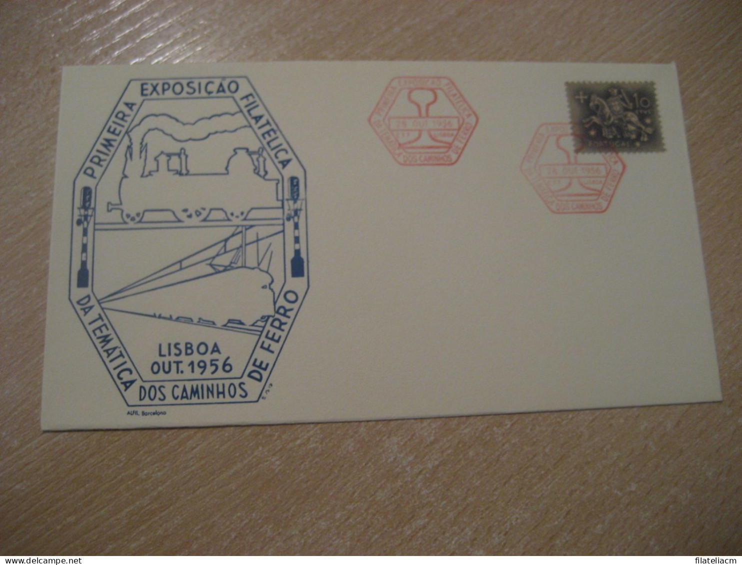 LISBOA 1956 Expo Fil Train Railway Railroad Cancel Cover PORTUGAL - Trains