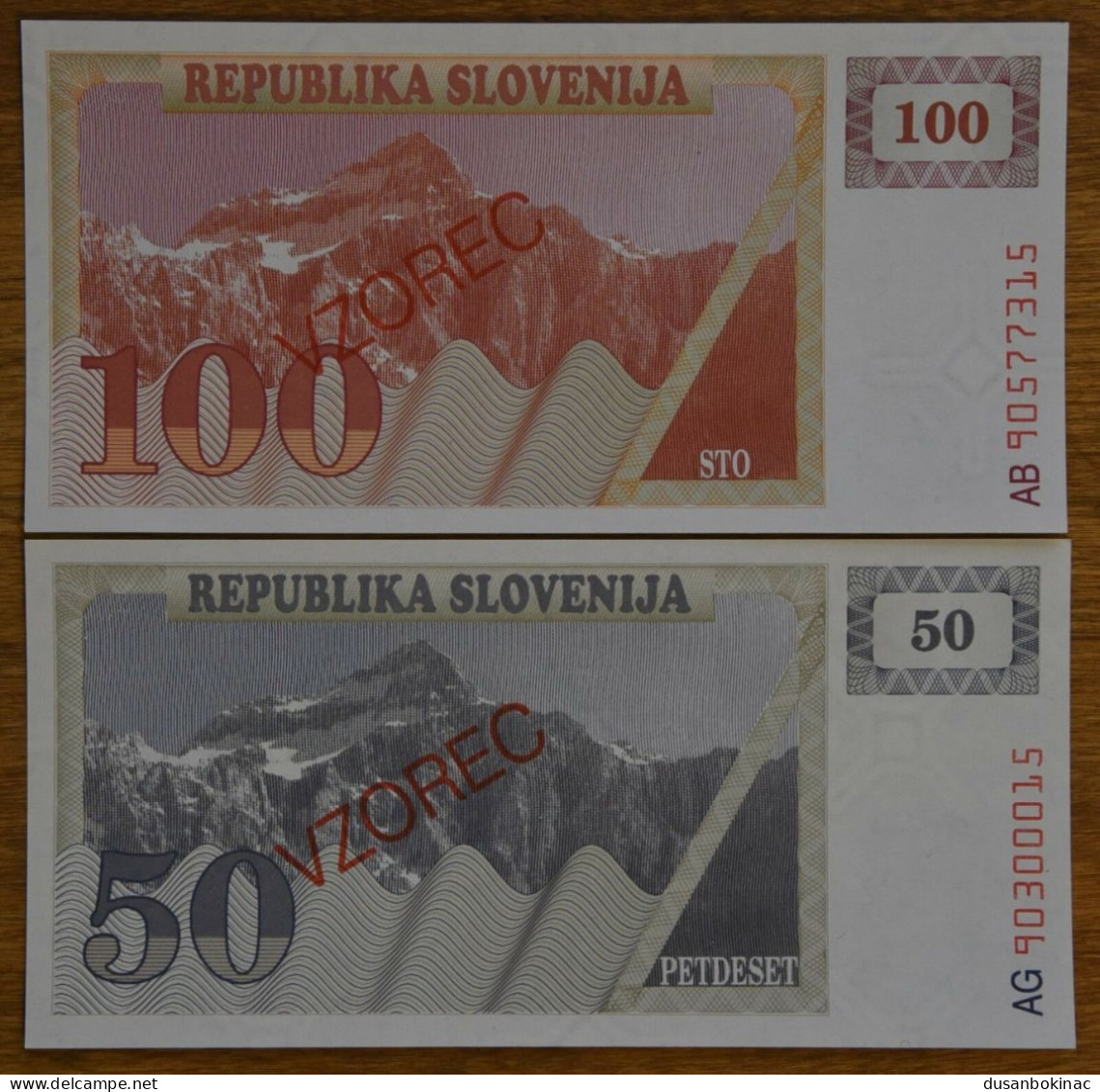 Slovenija 1,2,5,10,50,100,500,1000 Tolara VZOREC,1990 UNC - Slovenië