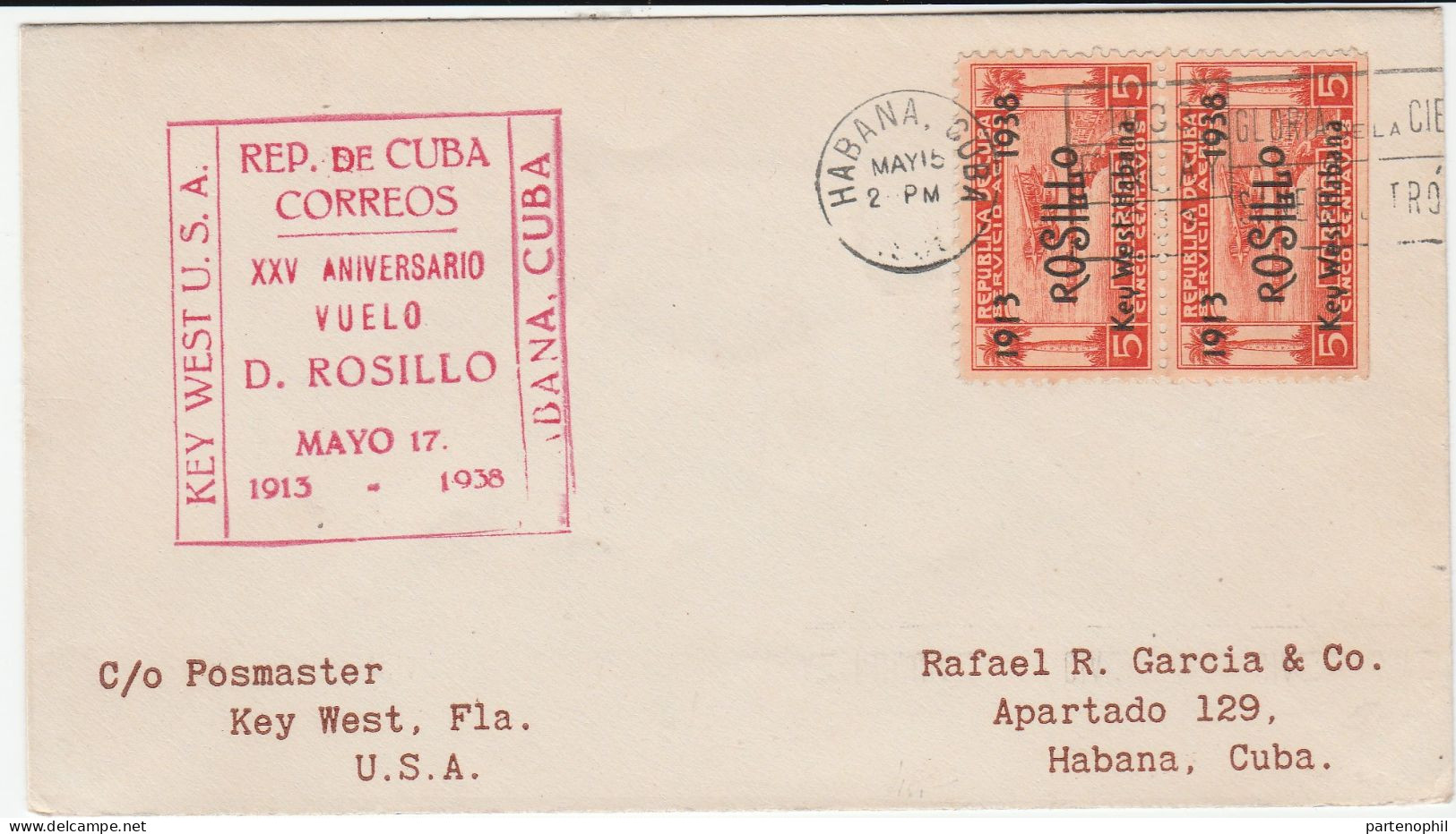 Republica De Cuba Kuba 1938  - Postal History  Postgeschichte - Storia Postale - Histoire Postale - Covers & Documents