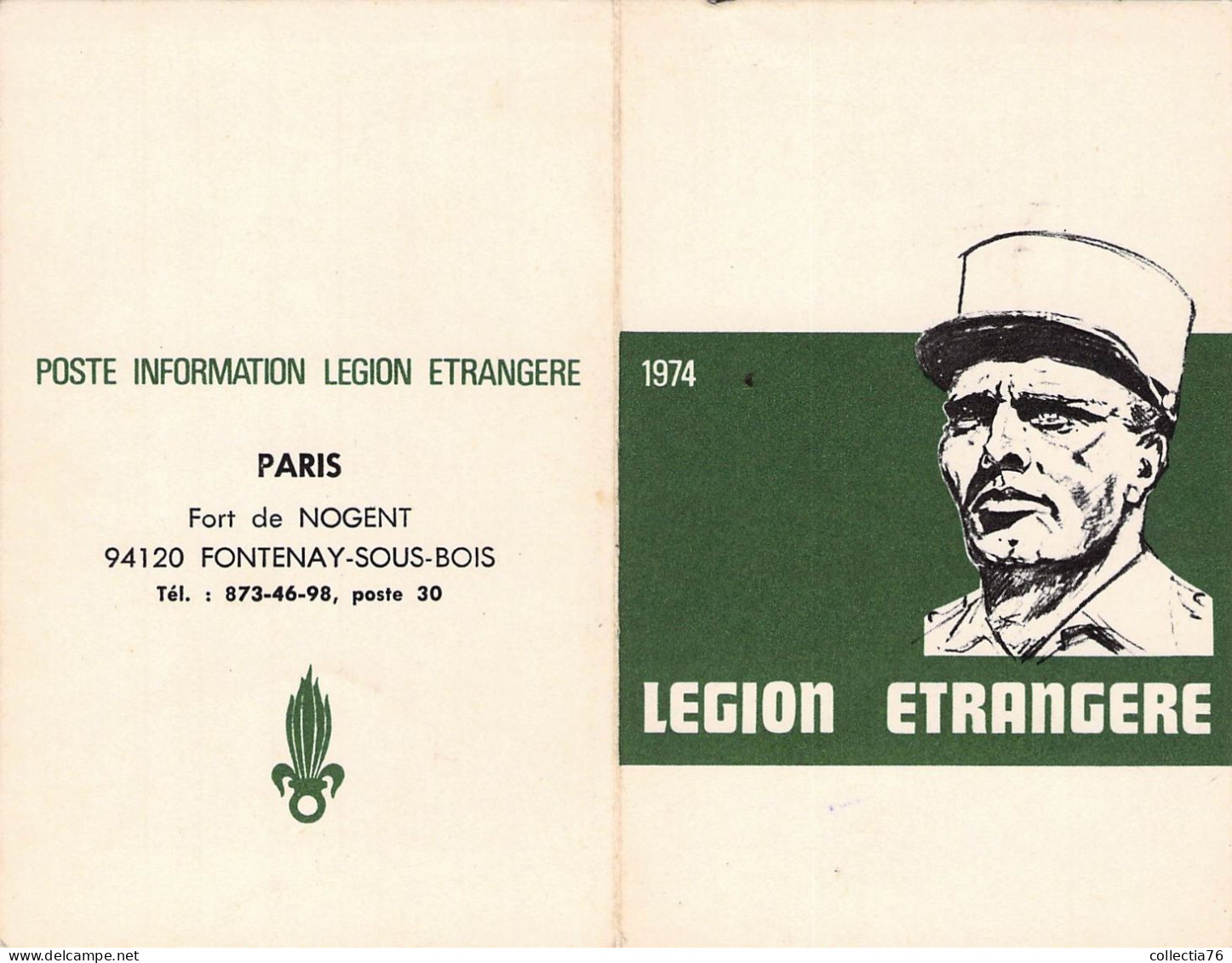 VIEUX PAPIERS CALENDRIER PETIT FORMAT 1974 LEGION ETRANGERE - Kleinformat : 1971-80