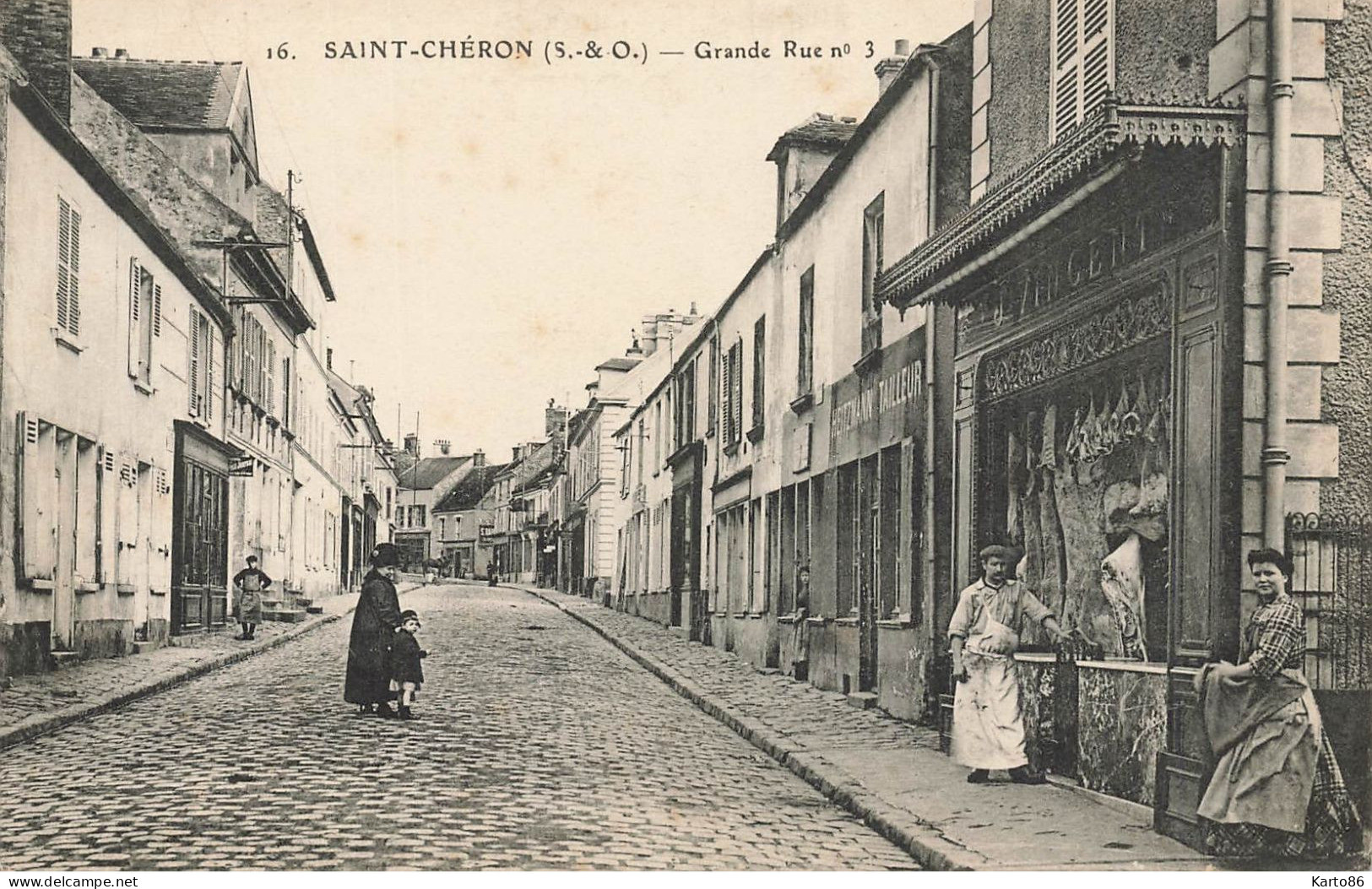 St Chéron * Grande Rue N°3 * La Boucherie J. VINCENT * Boucher Commerce Magasin Métier * Villageois - Saint Cheron